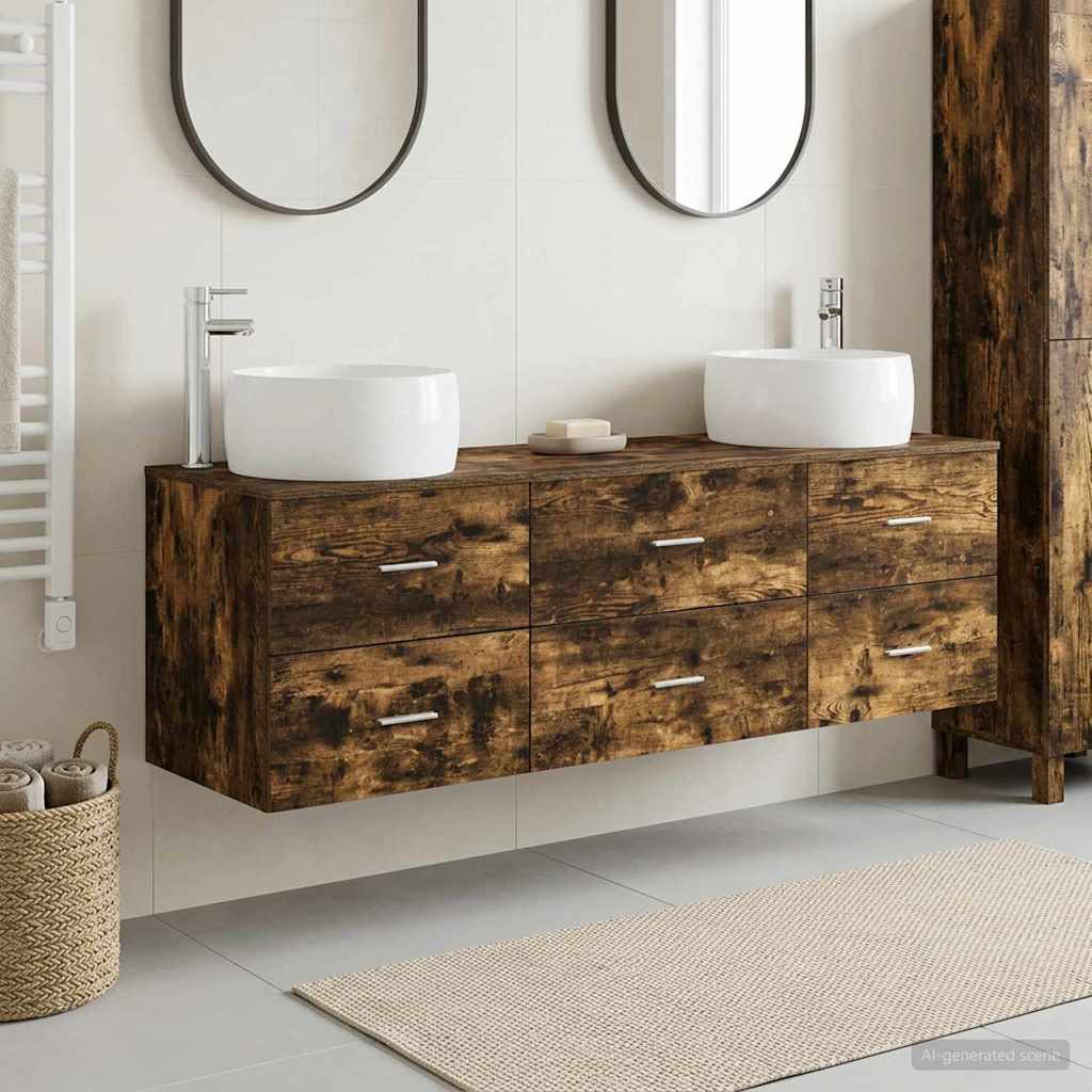Ensemble de mobilier de salle de bain 3 pc Chêne fumé