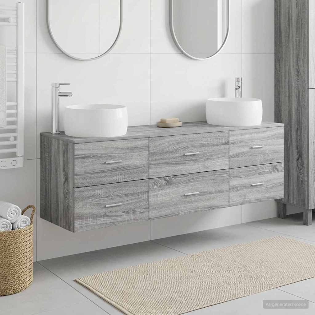 Ensemble de mobilier de salle de bain 3 pc Sonoma gris