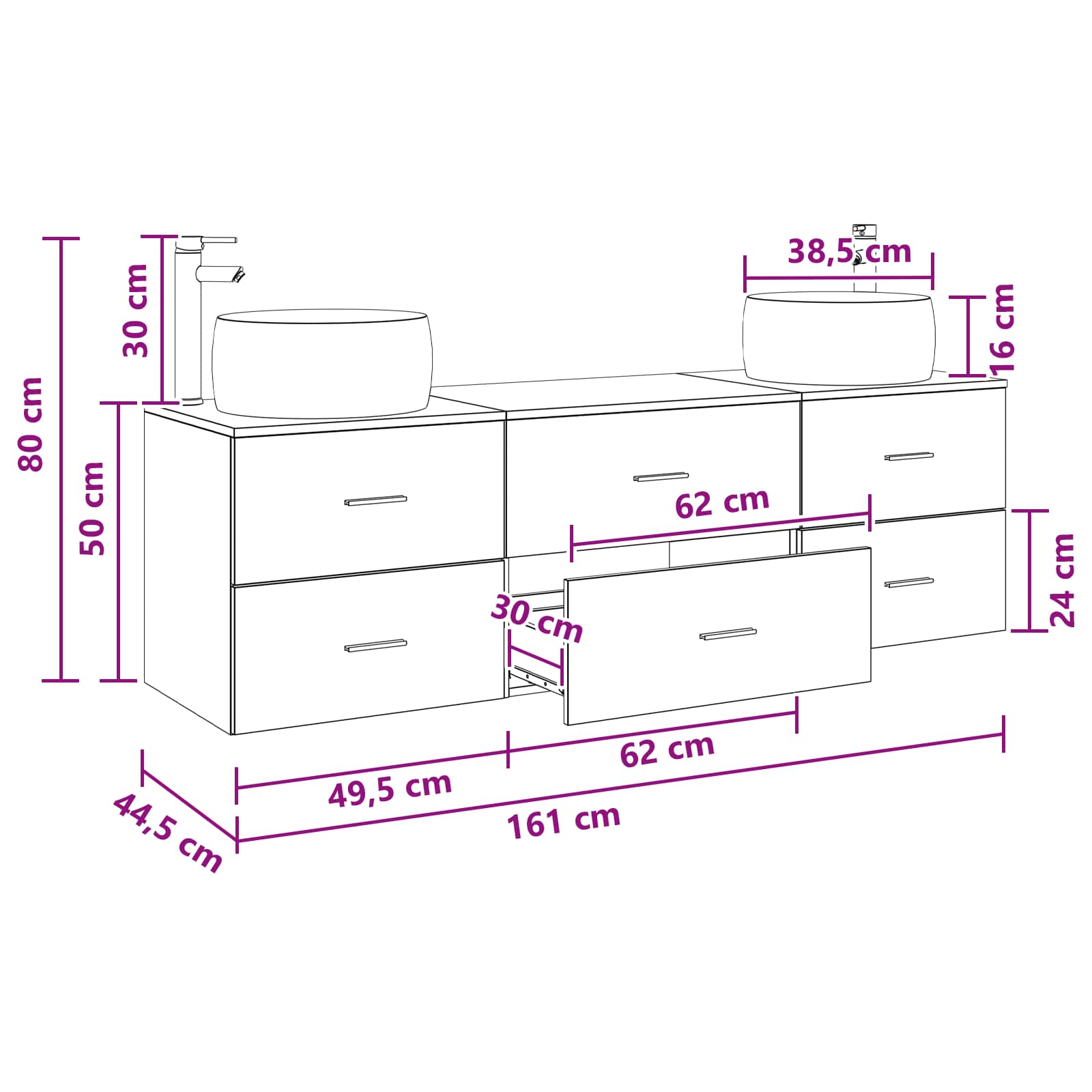 Ensemble de mobilier de salle de bain 3 pc Bois ancien