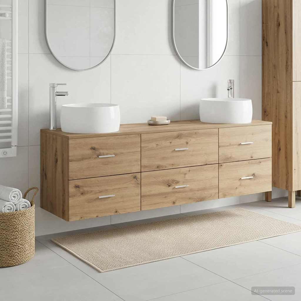 Ensemble de mobilier de salle de bain 3 pc Chêne artisanal