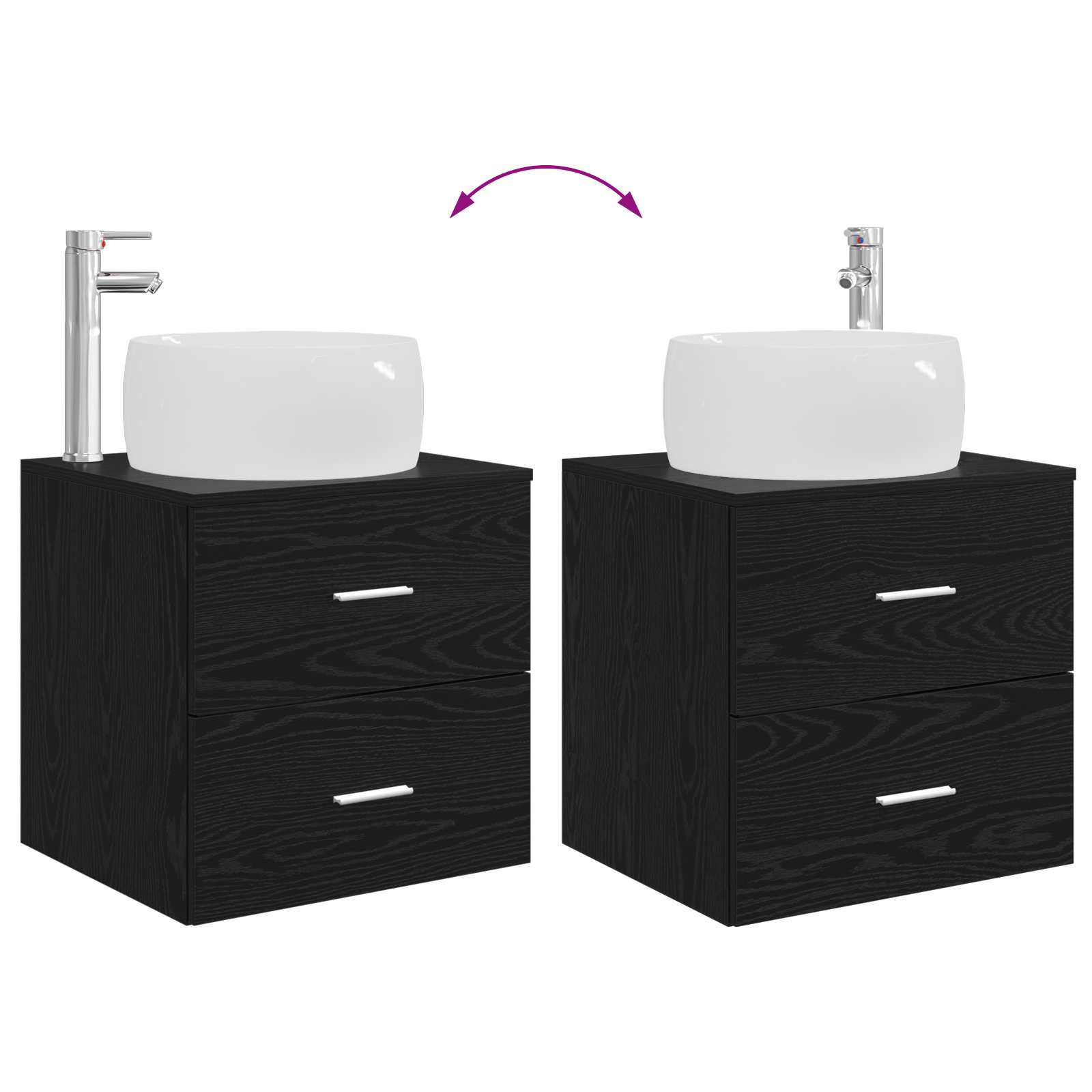 Ensemble de mobilier de salle de bain 3 pc Noir