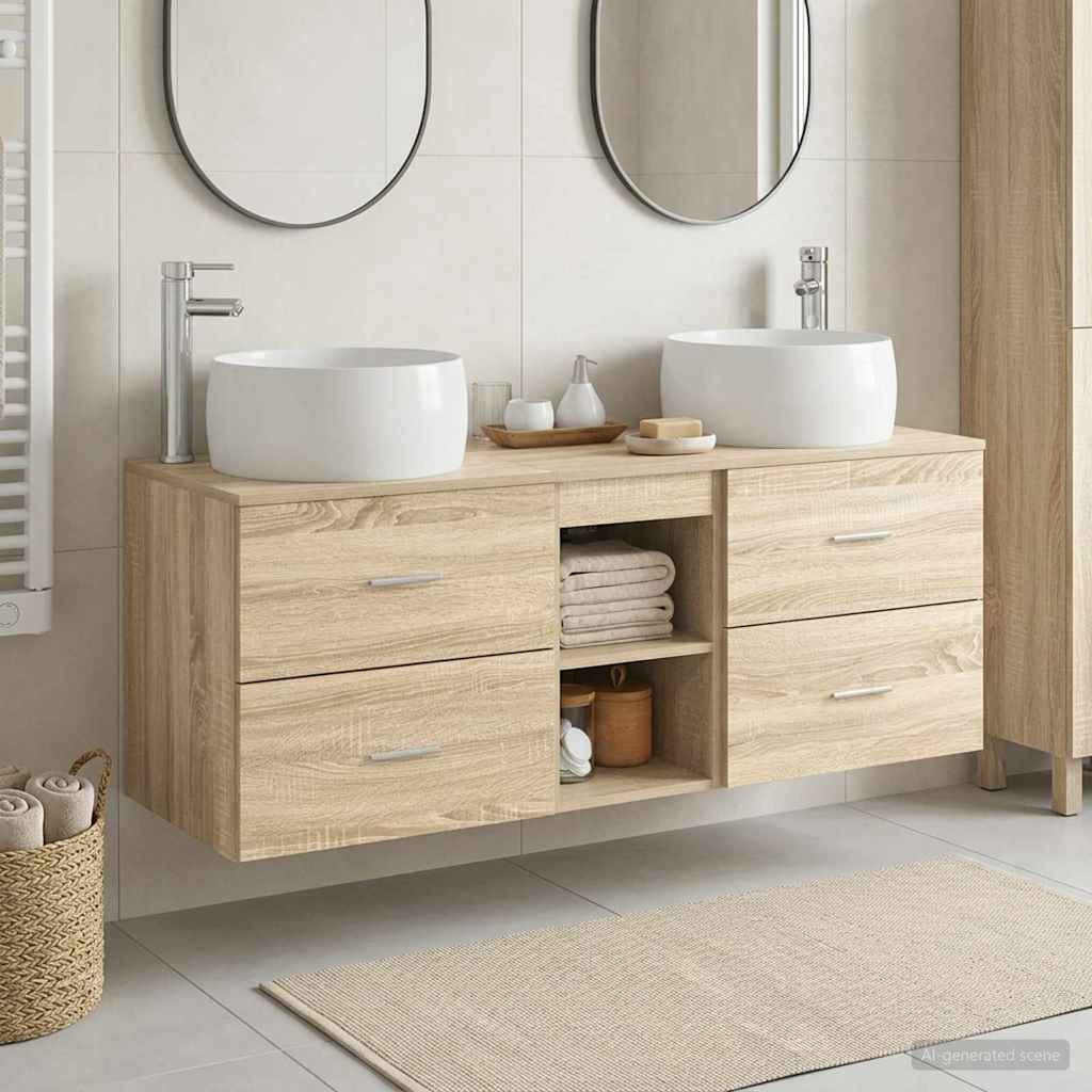 Ensemble de mobilier de salle de bain 3 pc Chêne Sonoma
