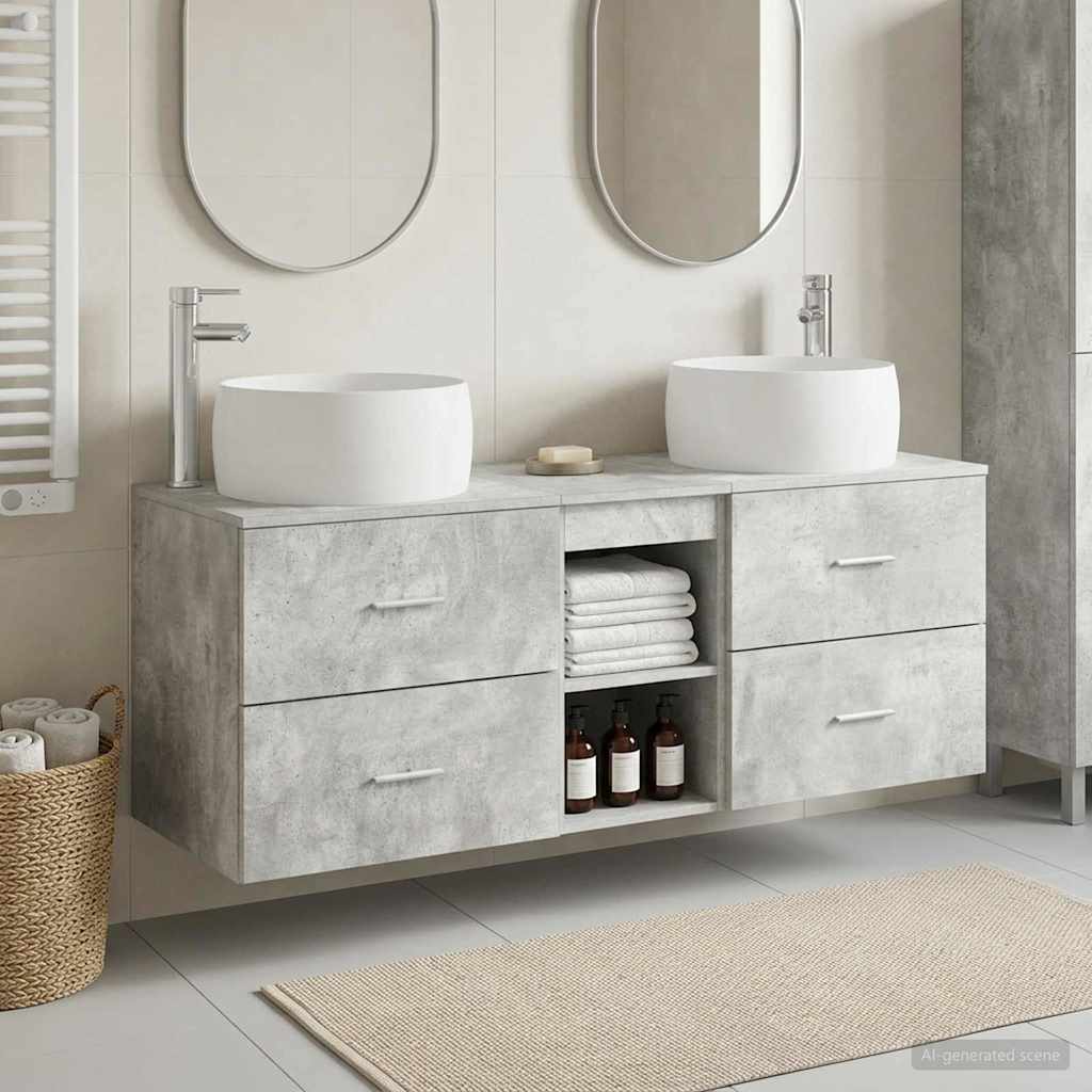 Ensemble de mobilier de salle de bain 3 pc Gris béton