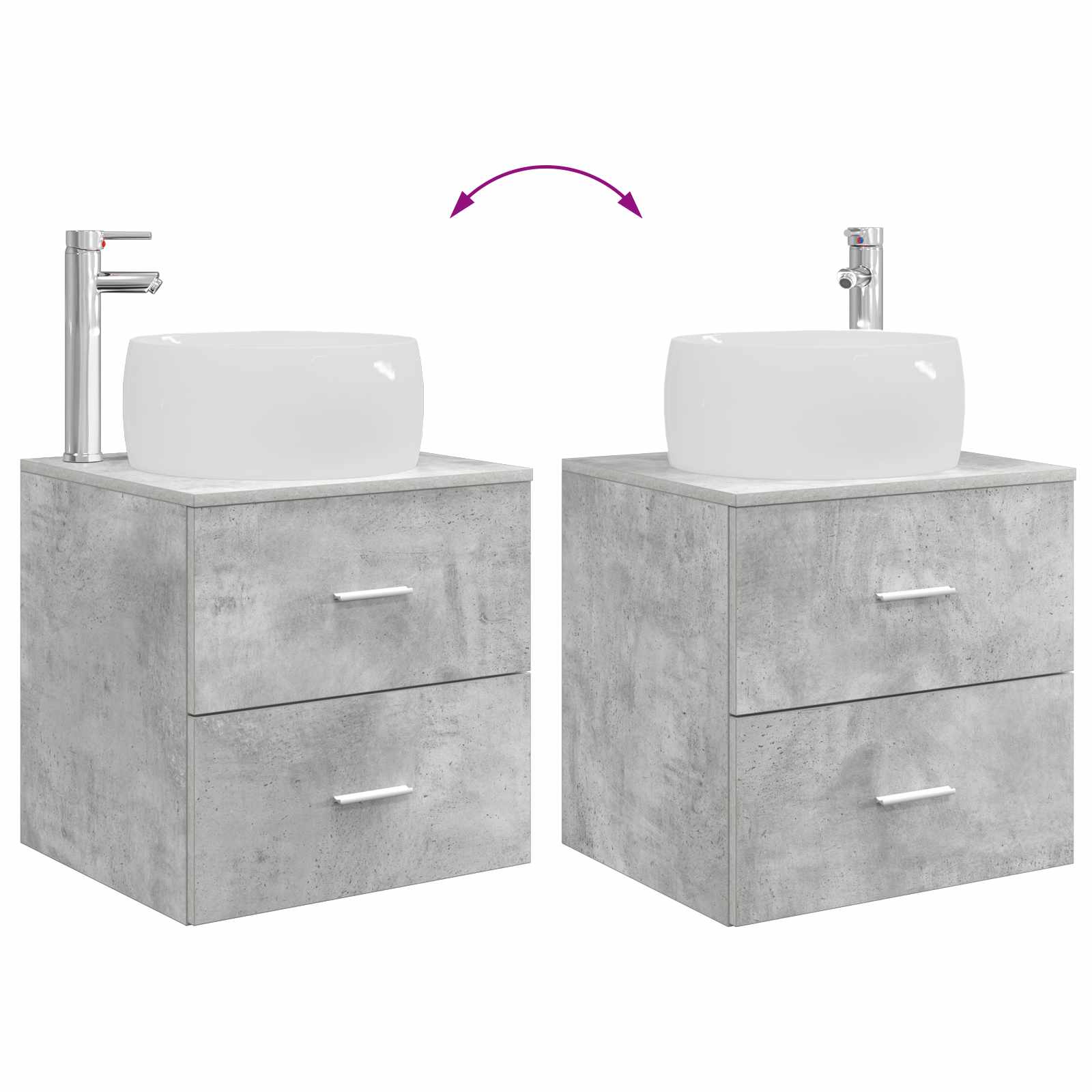 Ensemble de mobilier de salle de bain 3 pc Gris béton