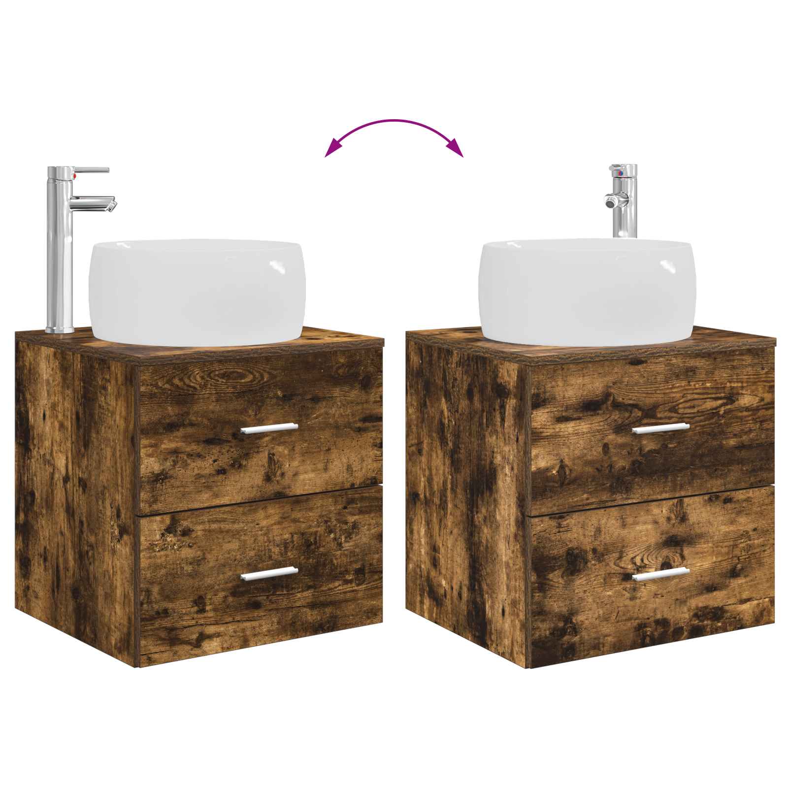 Ensemble de mobilier de salle de bain 3 pc Chêne fumé