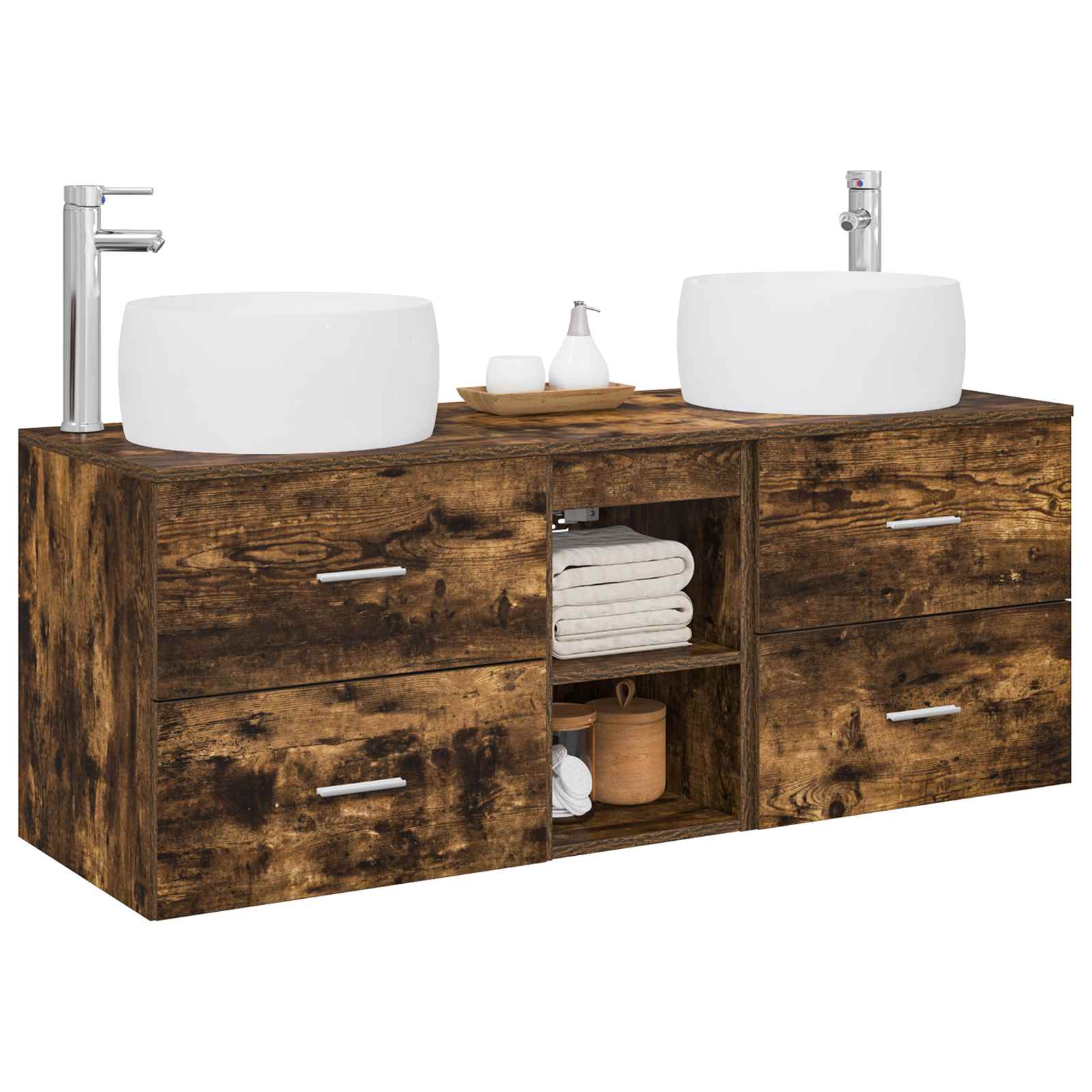 Ensemble de mobilier de salle de bain 3 pc Chêne fumé