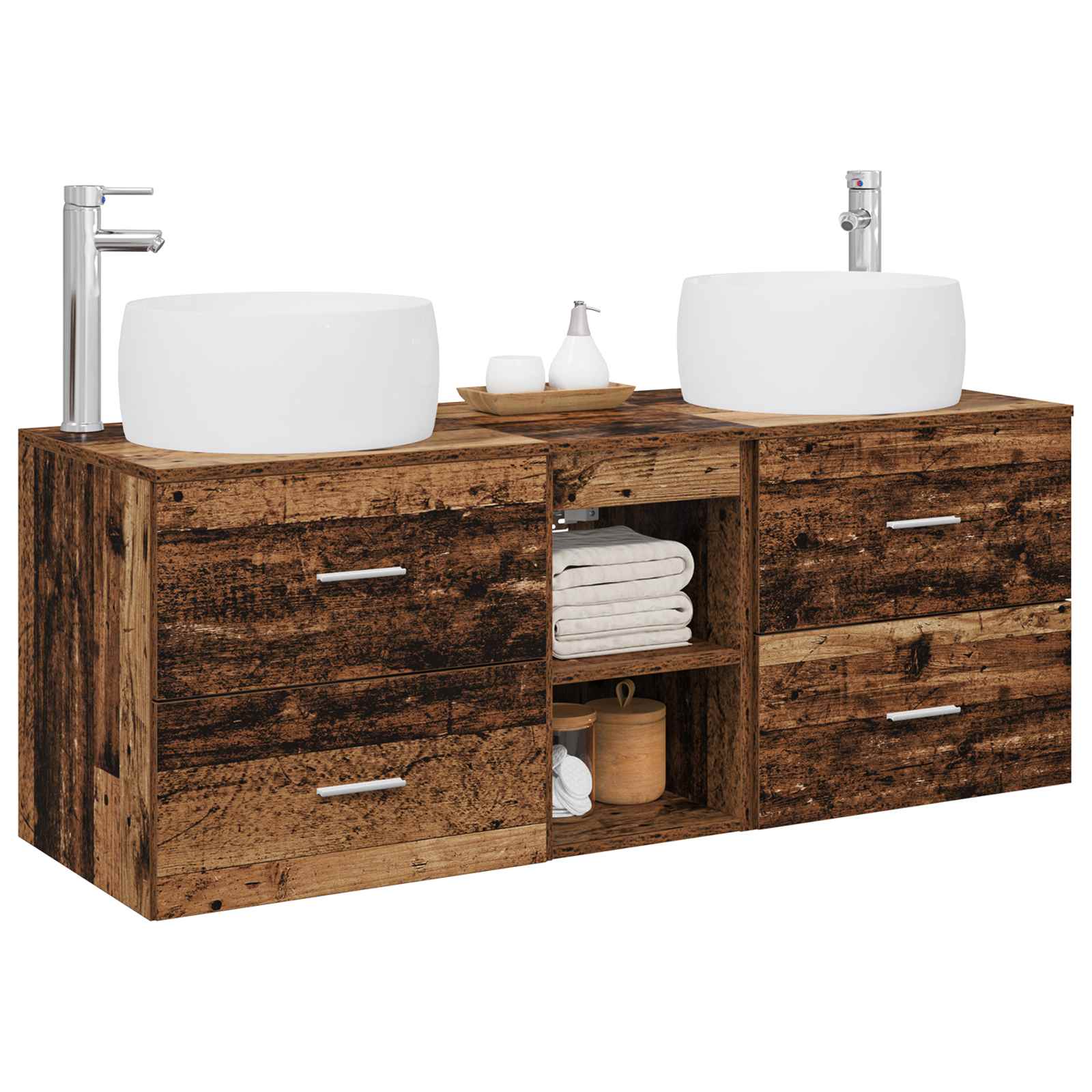 Ensemble de mobilier de salle de bain 3 pc Bois ancien
