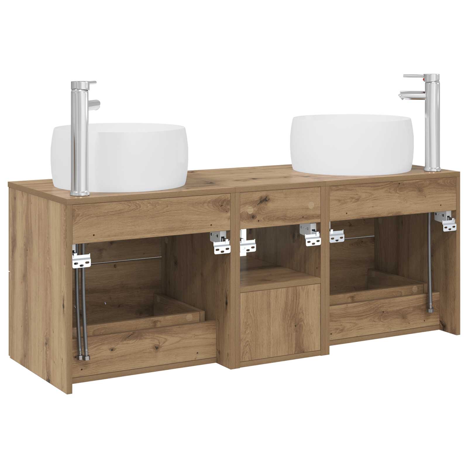 Ensemble de mobilier de salle de bain 3 pc Chêne artisanal