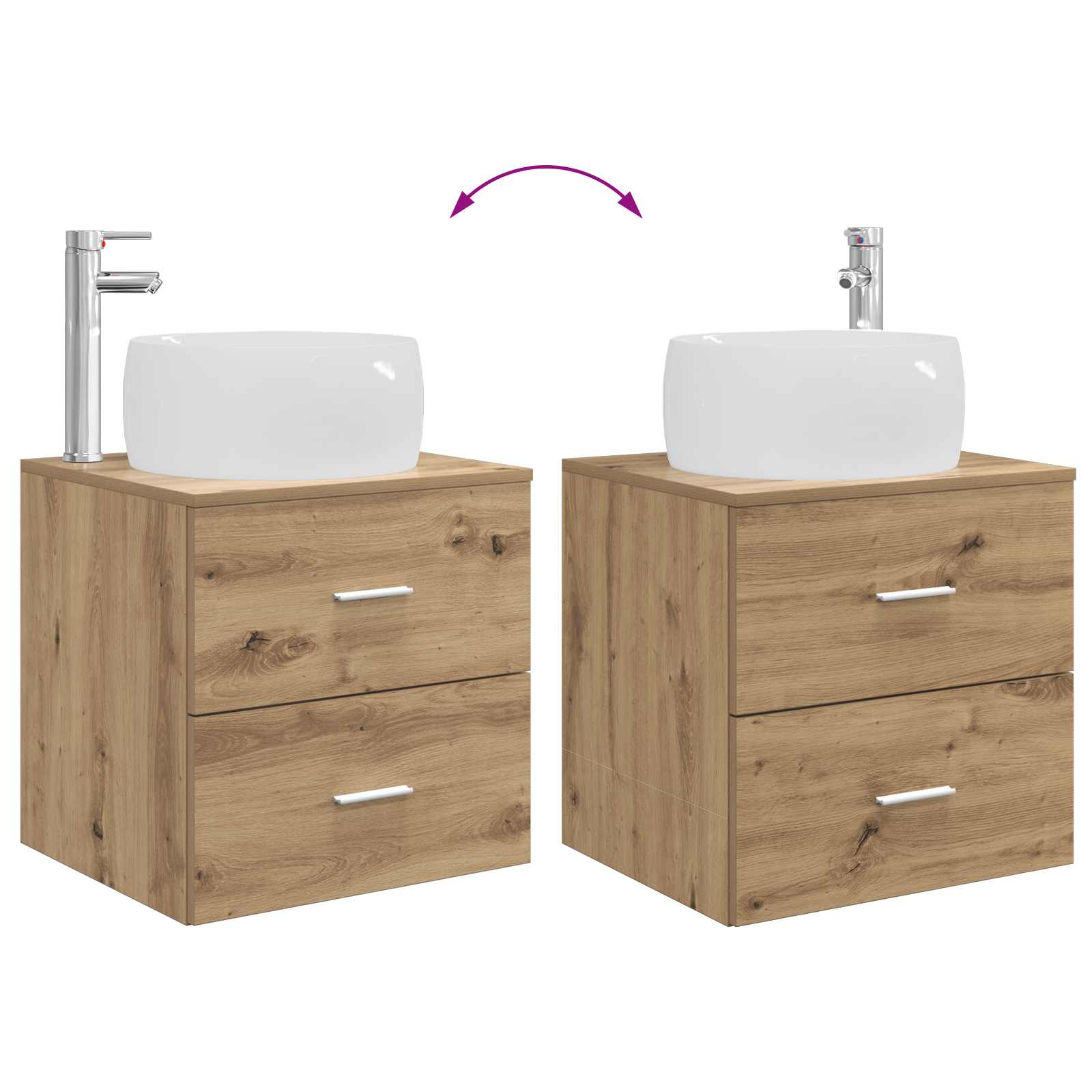Ensemble de mobilier de salle de bain 3 pc Chêne artisanal
