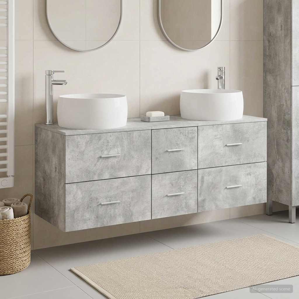 Ensemble de mobilier de salle de bain 3 pc Gris béton