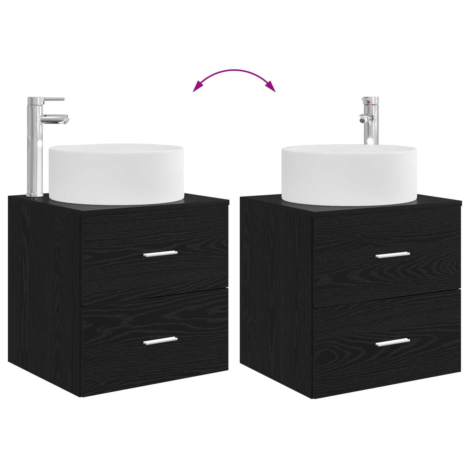 Ensemble de mobilier de salle de bain 3 pc Noir