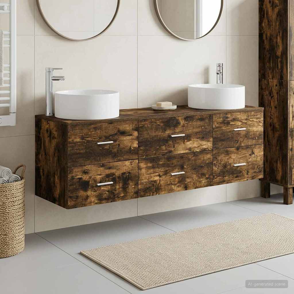 Ensemble de mobilier de salle de bain 3 pc Chêne fumé