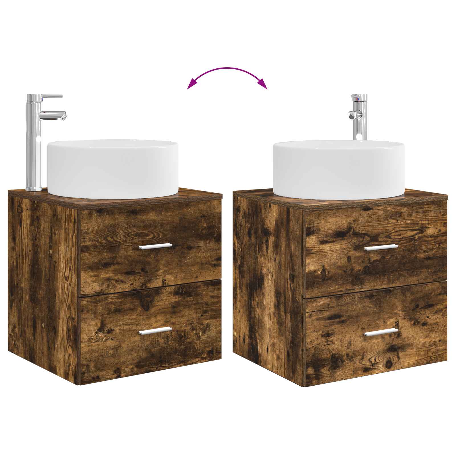 Ensemble de mobilier de salle de bain 3 pc Chêne fumé