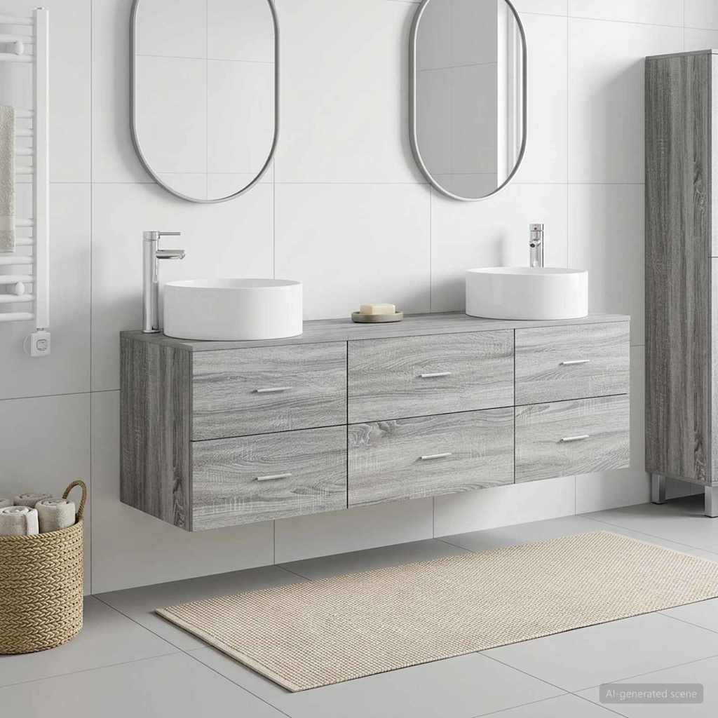 Ensemble de mobilier de salle de bain 3 pc Sonoma gris