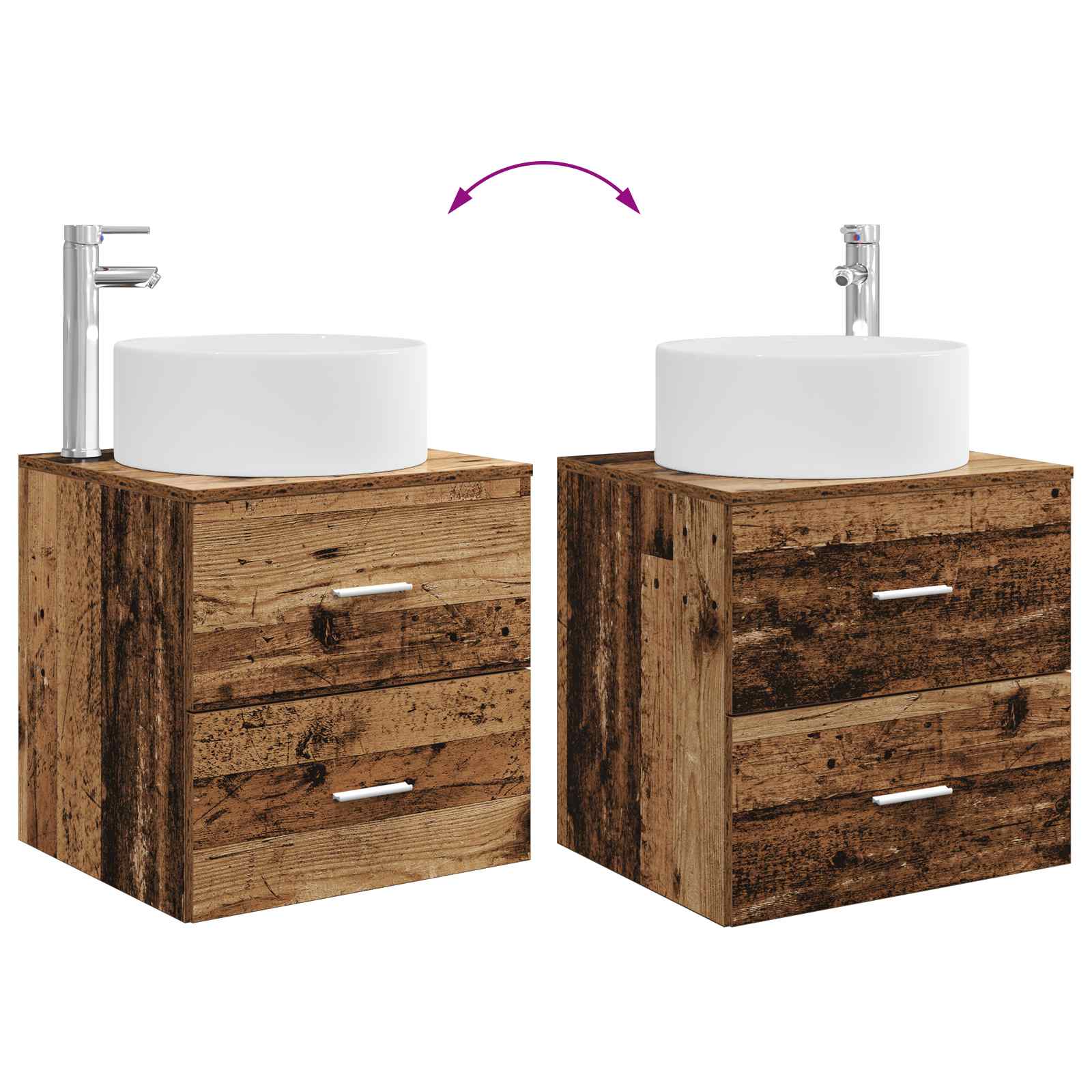 Ensemble de mobilier de salle de bain 3 pc Bois ancien