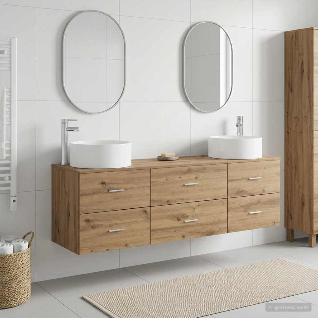 Ensemble de mobilier de salle de bain 3 pc Chêne artisanal