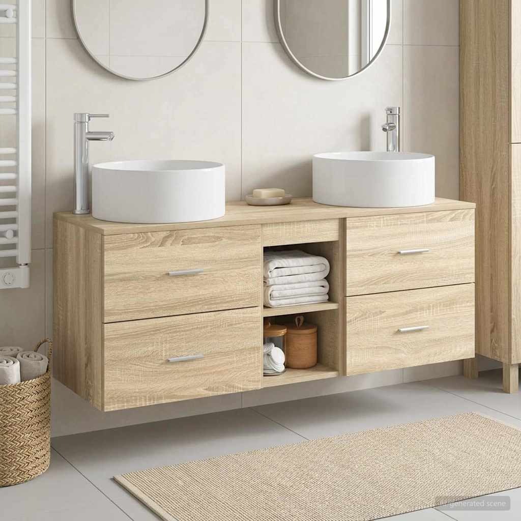 Ensemble de mobilier de salle de bain 3 pc Chêne Sonoma