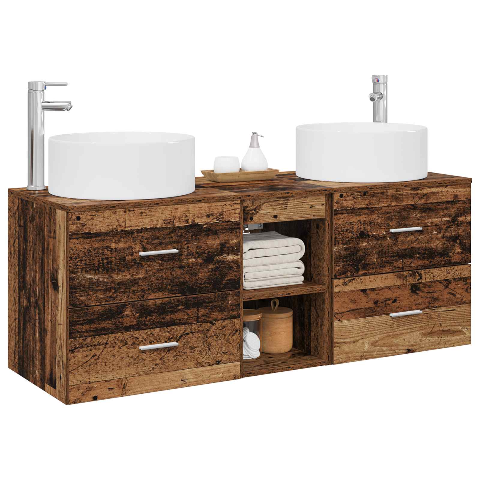 Ensemble de mobilier de salle de bain 3 pc Bois ancien