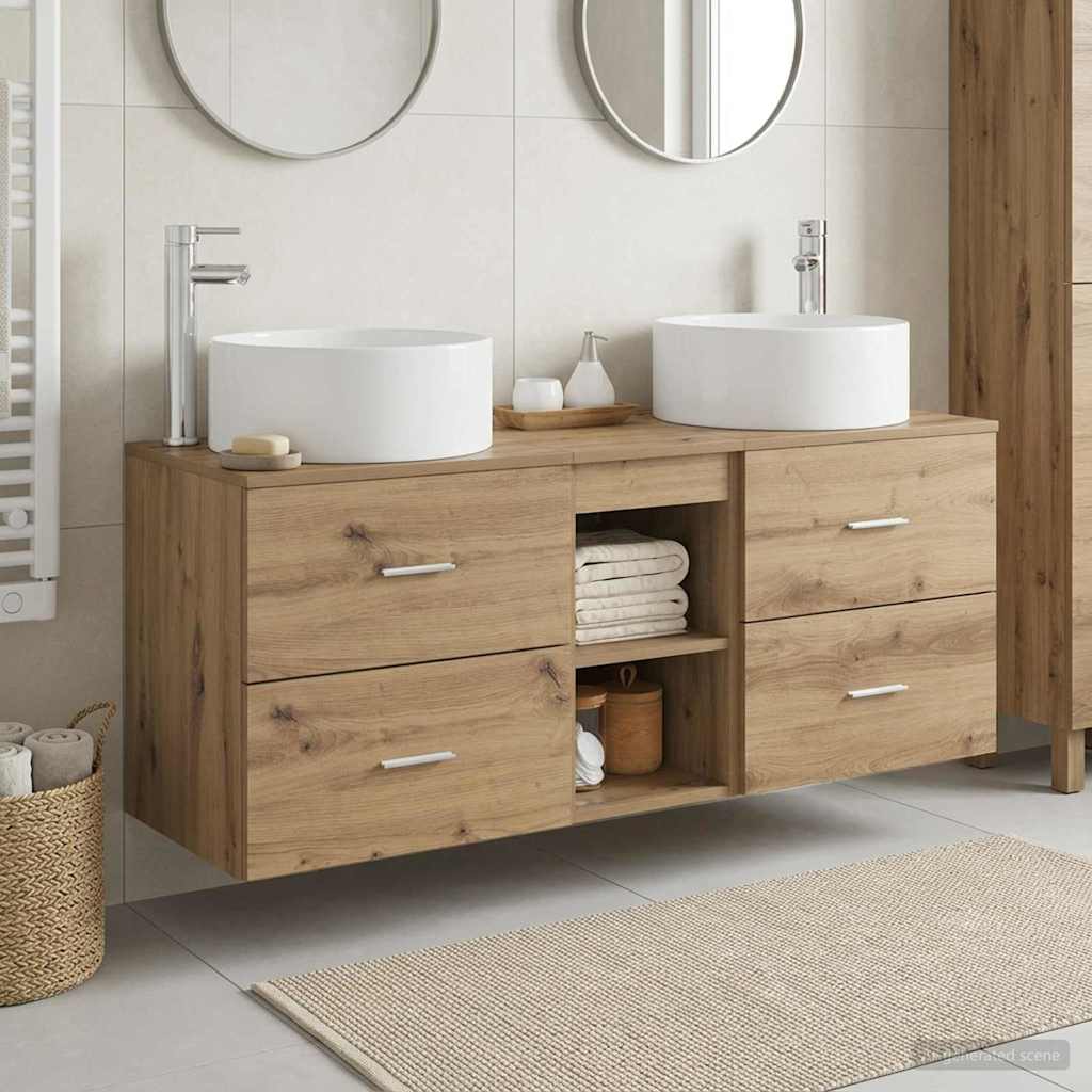 Ensemble de mobilier de salle de bain 3 pc Chêne artisanal