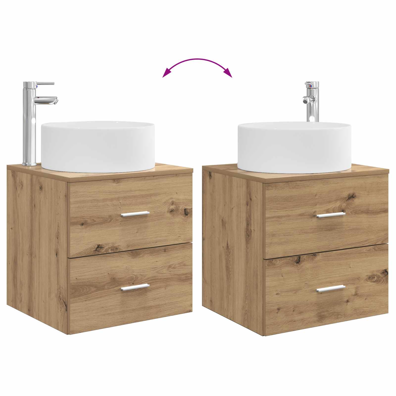 Ensemble de mobilier de salle de bain 3 pc Chêne artisanal