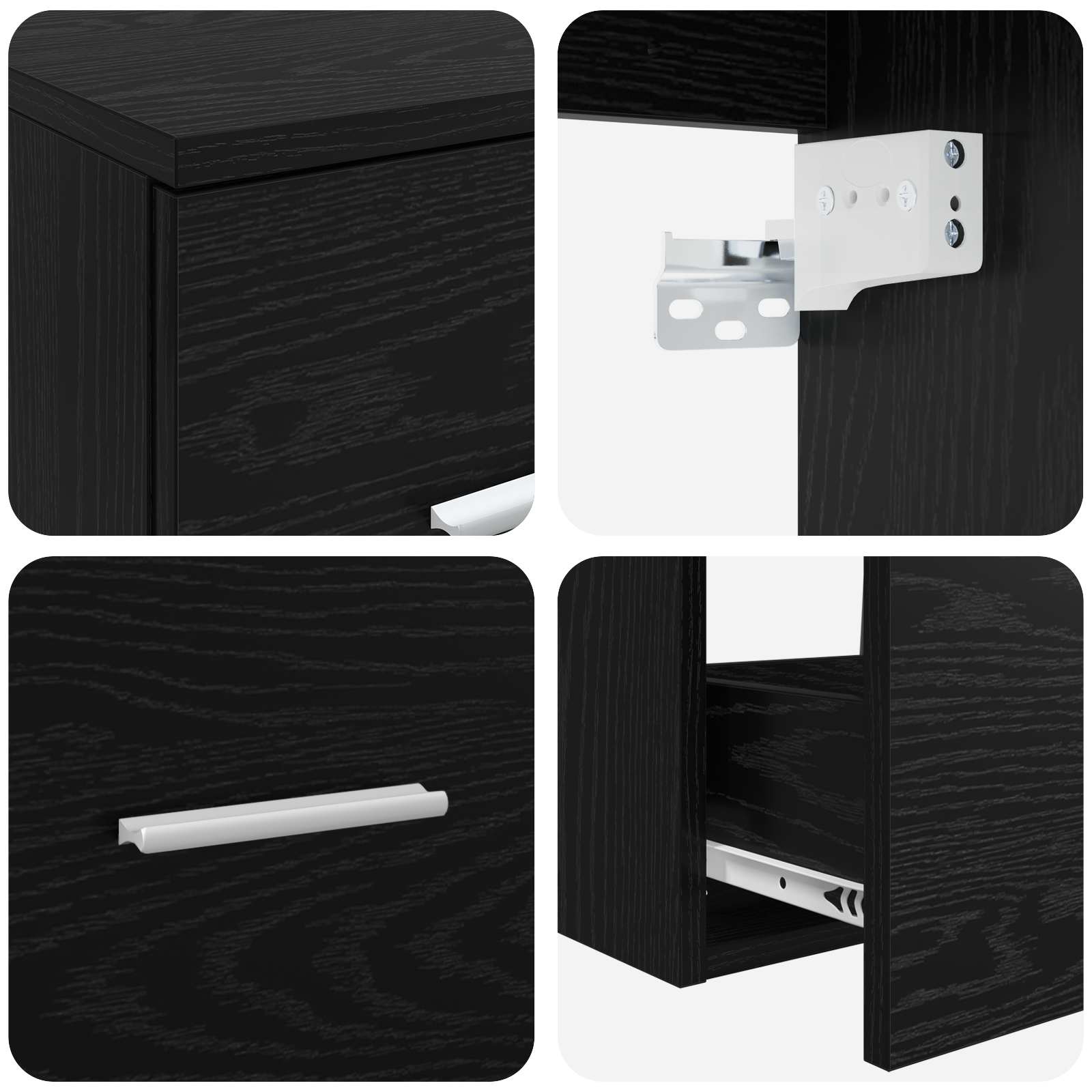 Ensemble de mobilier de salle de bain 3 pc Noir