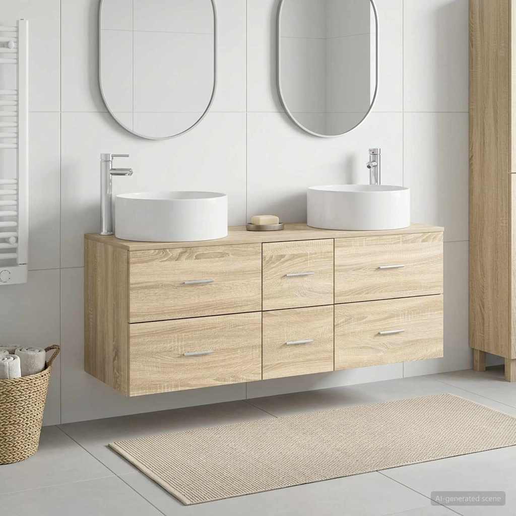 Ensemble de mobilier de salle de bain 3 pc Chêne Sonoma
