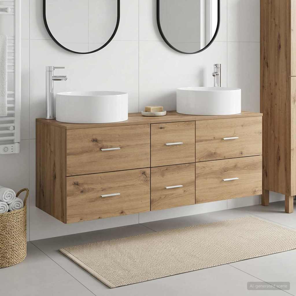Ensemble de mobilier de salle de bain 3 pc Chêne artisanal