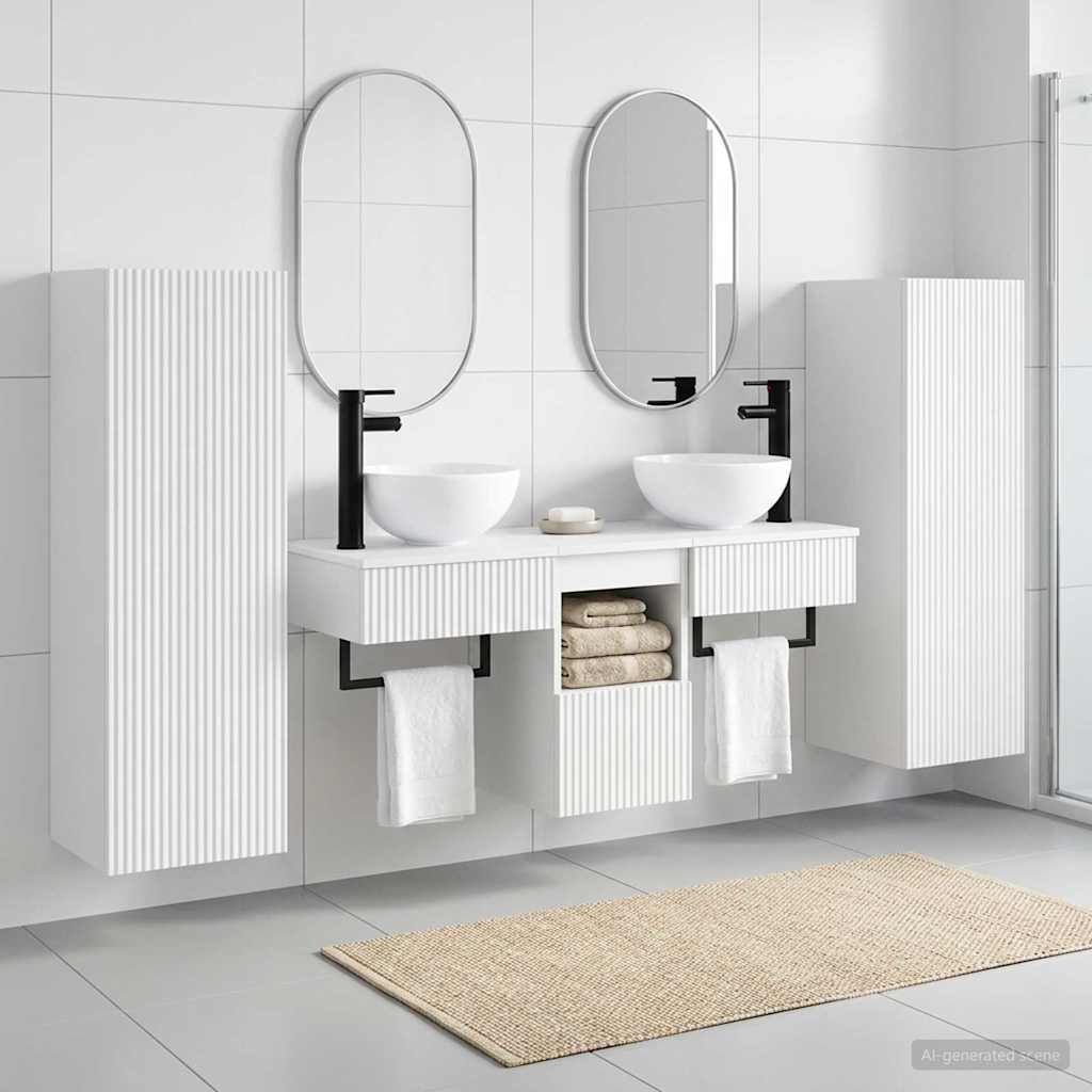Ensemble de mobilier de salle de bain 5 pc Blanc