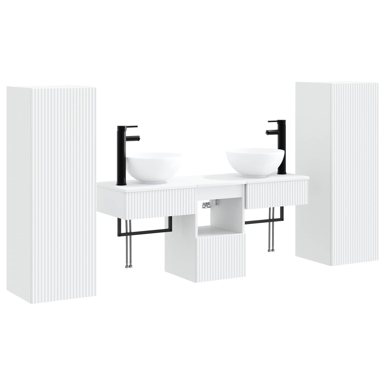 Ensemble de mobilier de salle de bain 5 pc Blanc