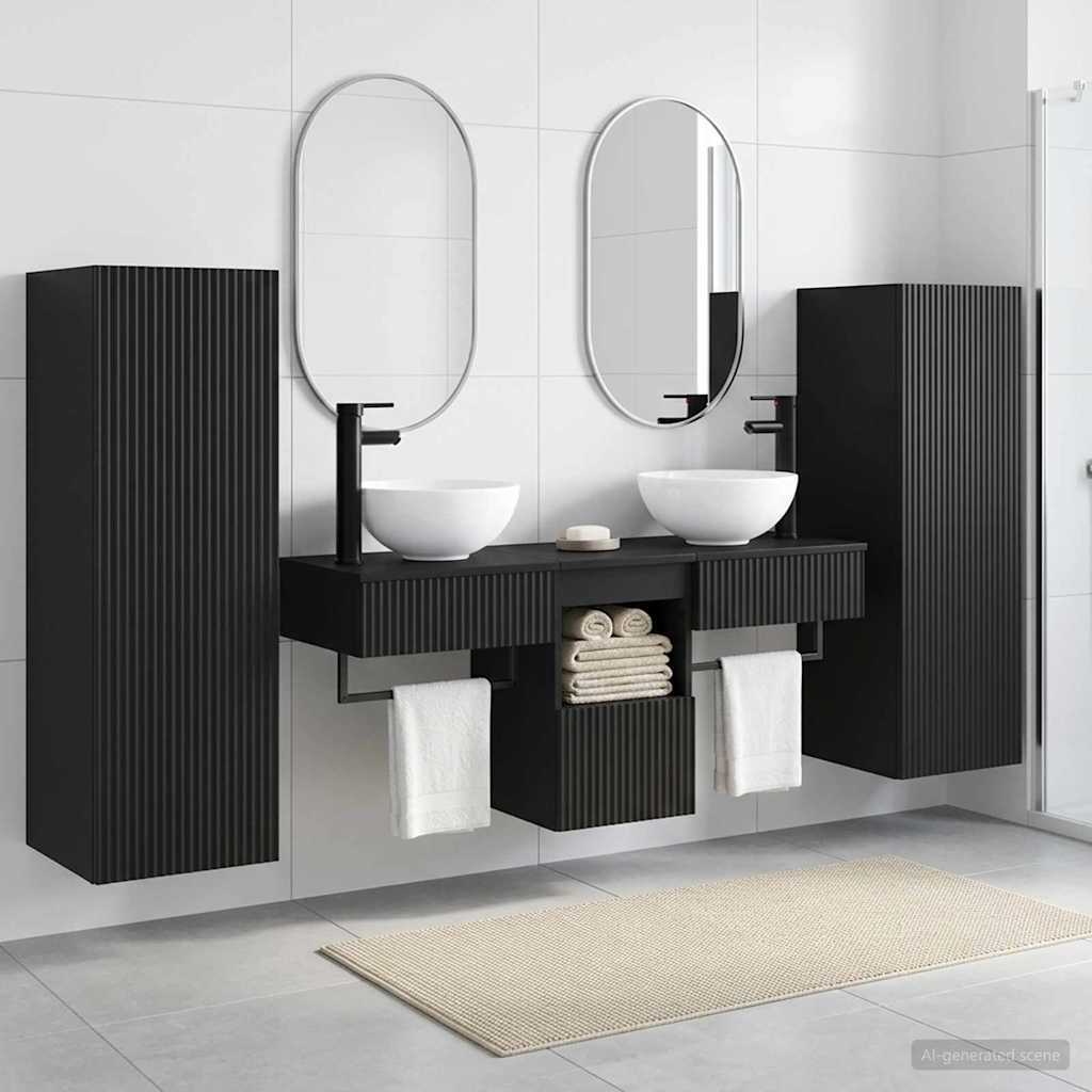 Ensemble de mobilier de salle de bain 5 pc Noir