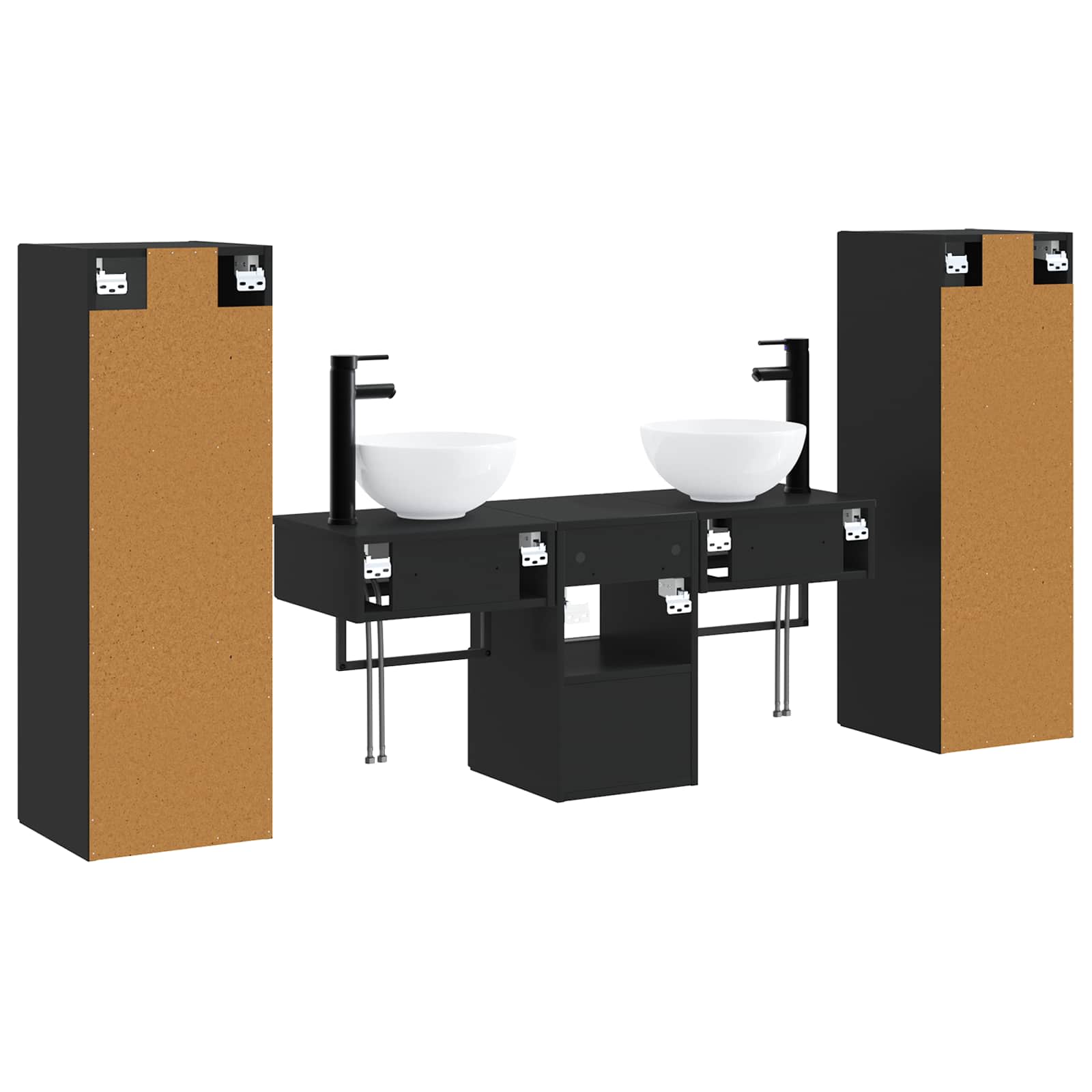 Ensemble de mobilier de salle de bain 5 pc Noir