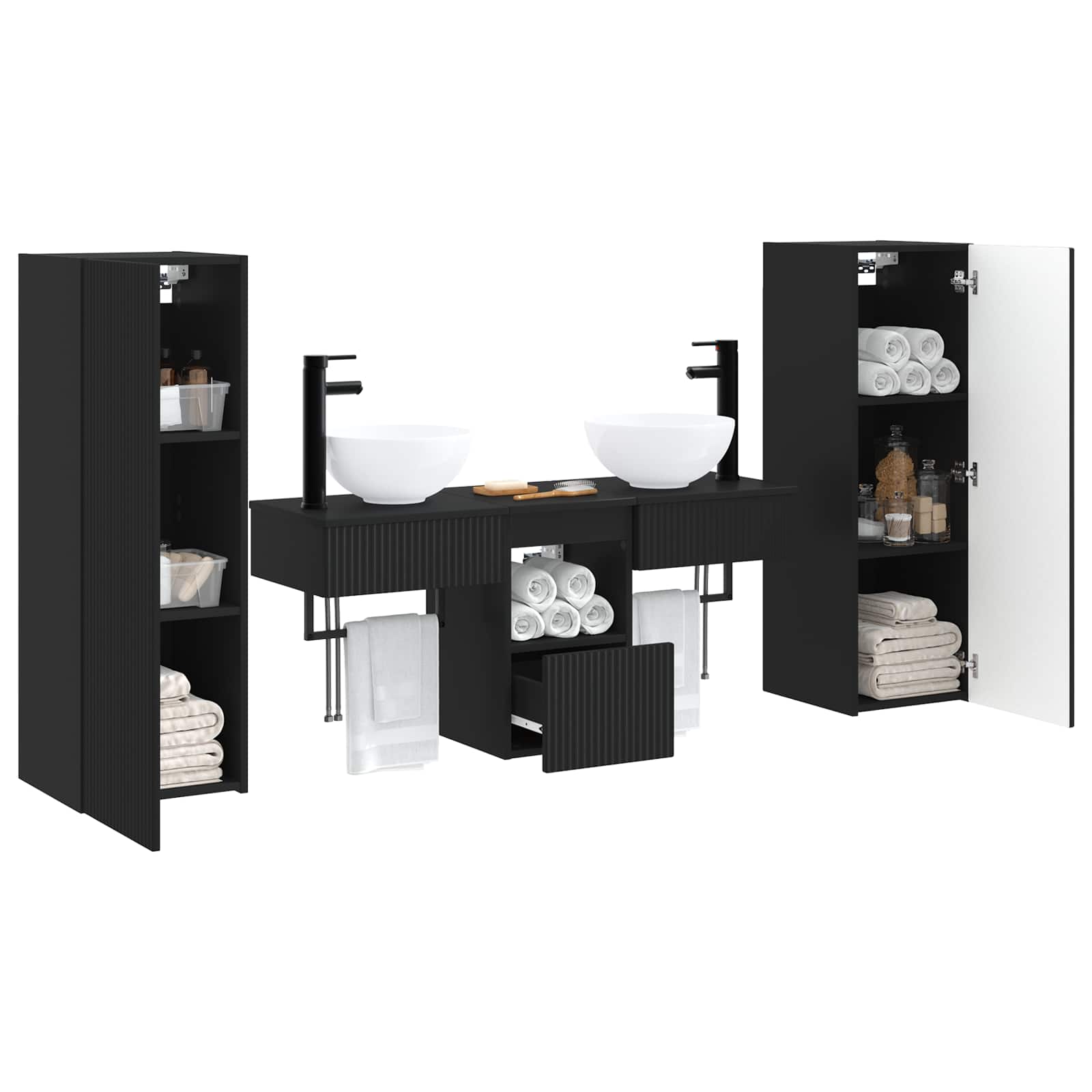 Ensemble de mobilier de salle de bain 5 pc Noir