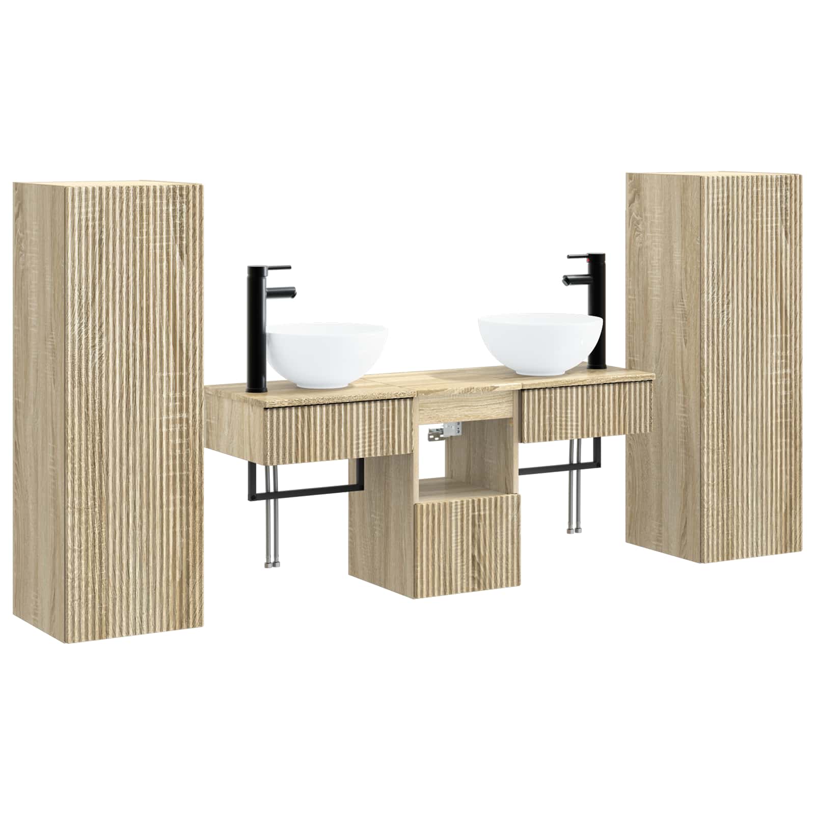 Ensemble de mobilier de salle de bain 5 pc Chêne Sonoma