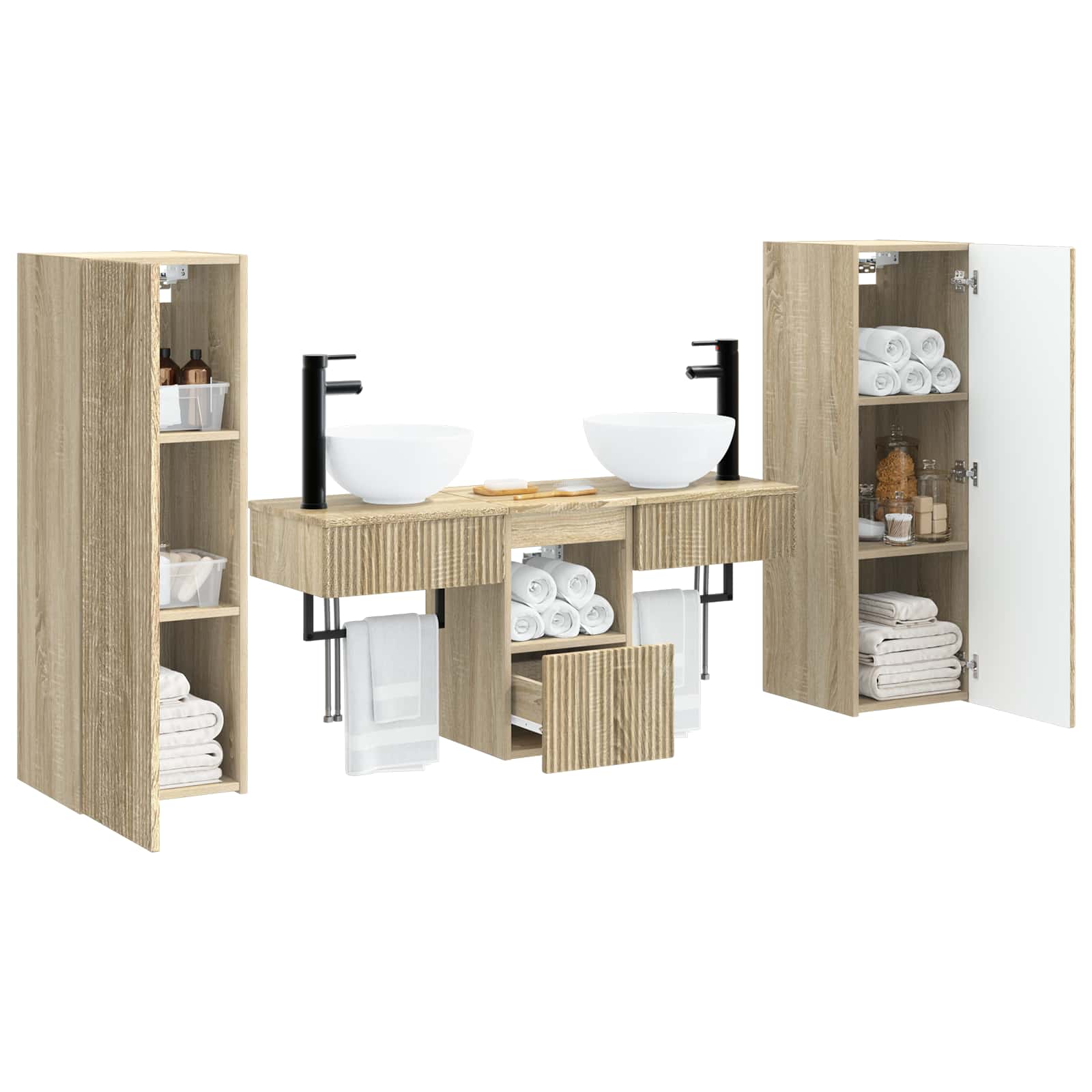 Ensemble de mobilier de salle de bain 5 pc Chêne Sonoma