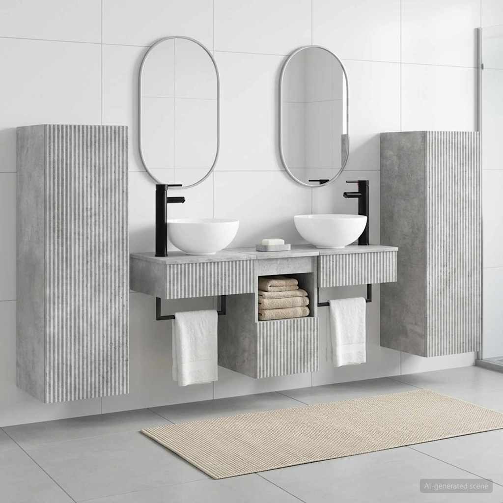 Ensemble de mobilier de salle de bain 5 pc Gris béton