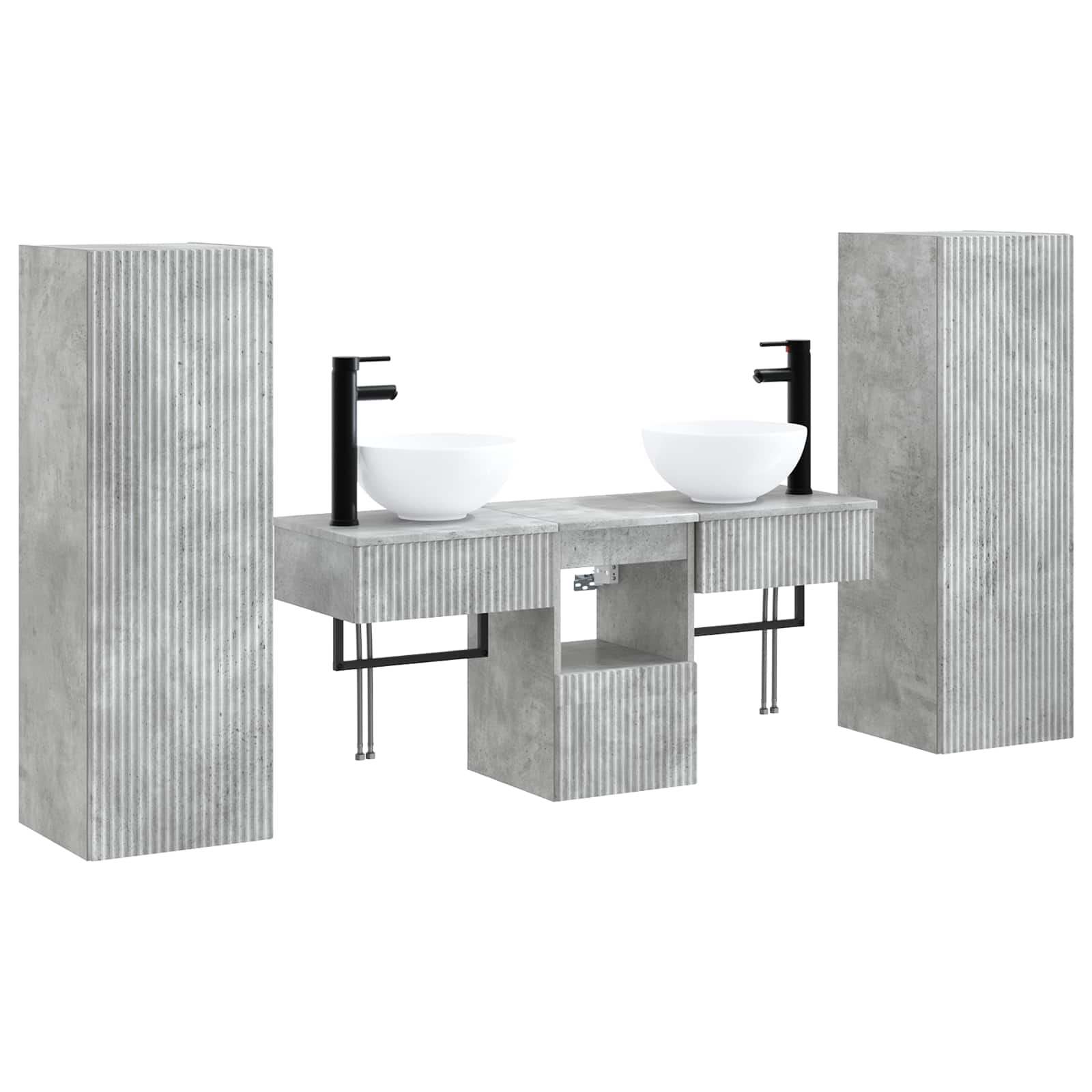 Ensemble de mobilier de salle de bain 5 pc Gris béton