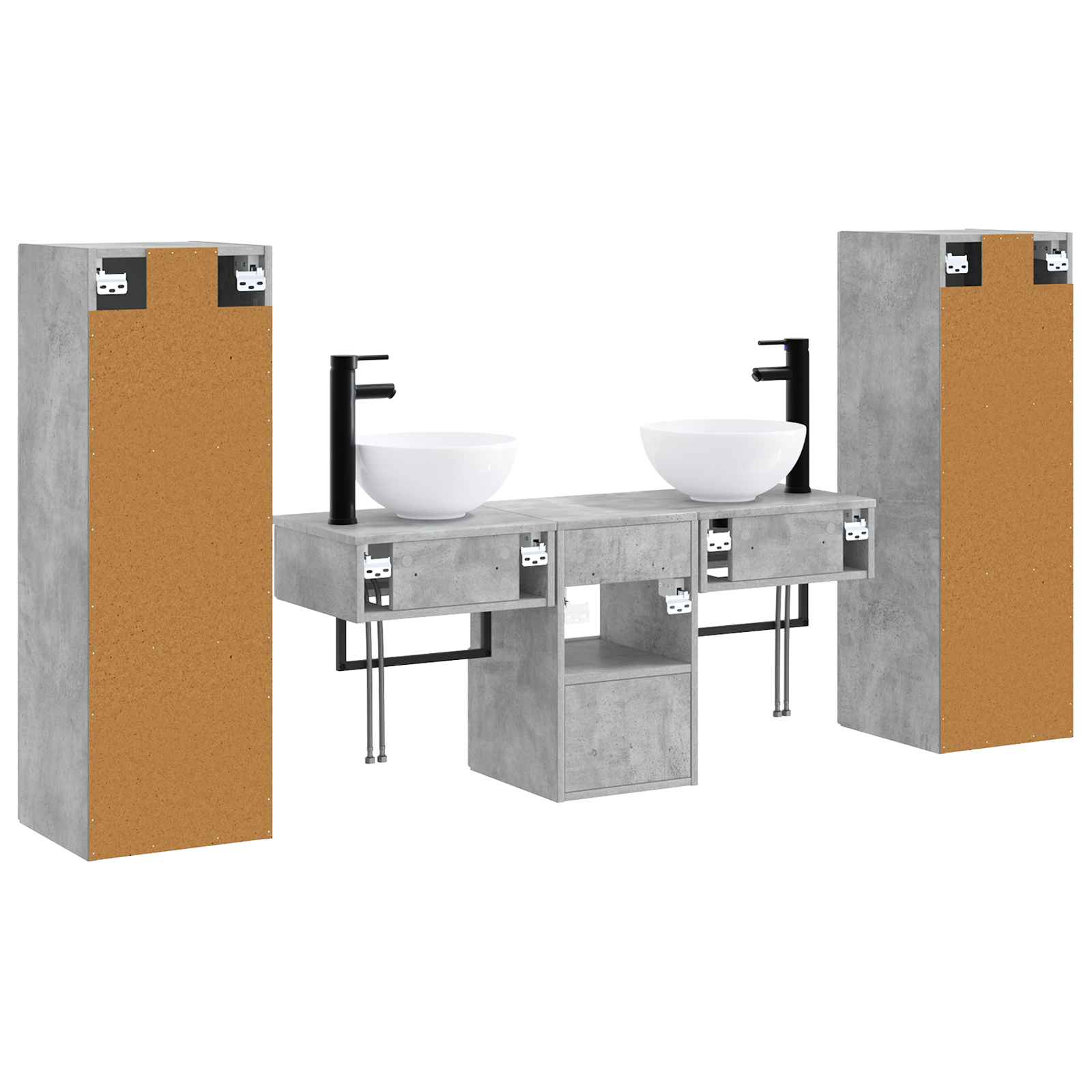 Ensemble de mobilier de salle de bain 5 pc Gris béton