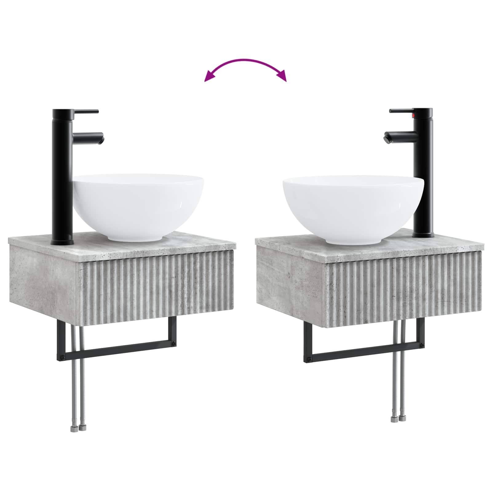 Ensemble de mobilier de salle de bain 5 pc Gris béton