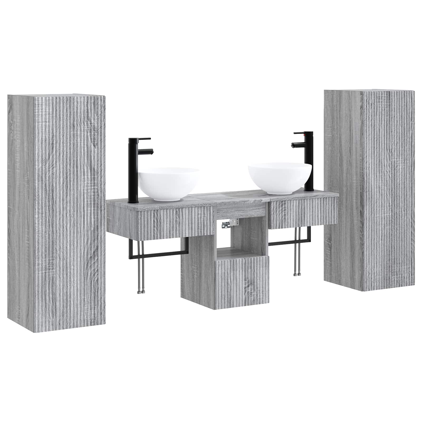 Ensemble de mobilier de salle de bain 5 pc Sonoma gris