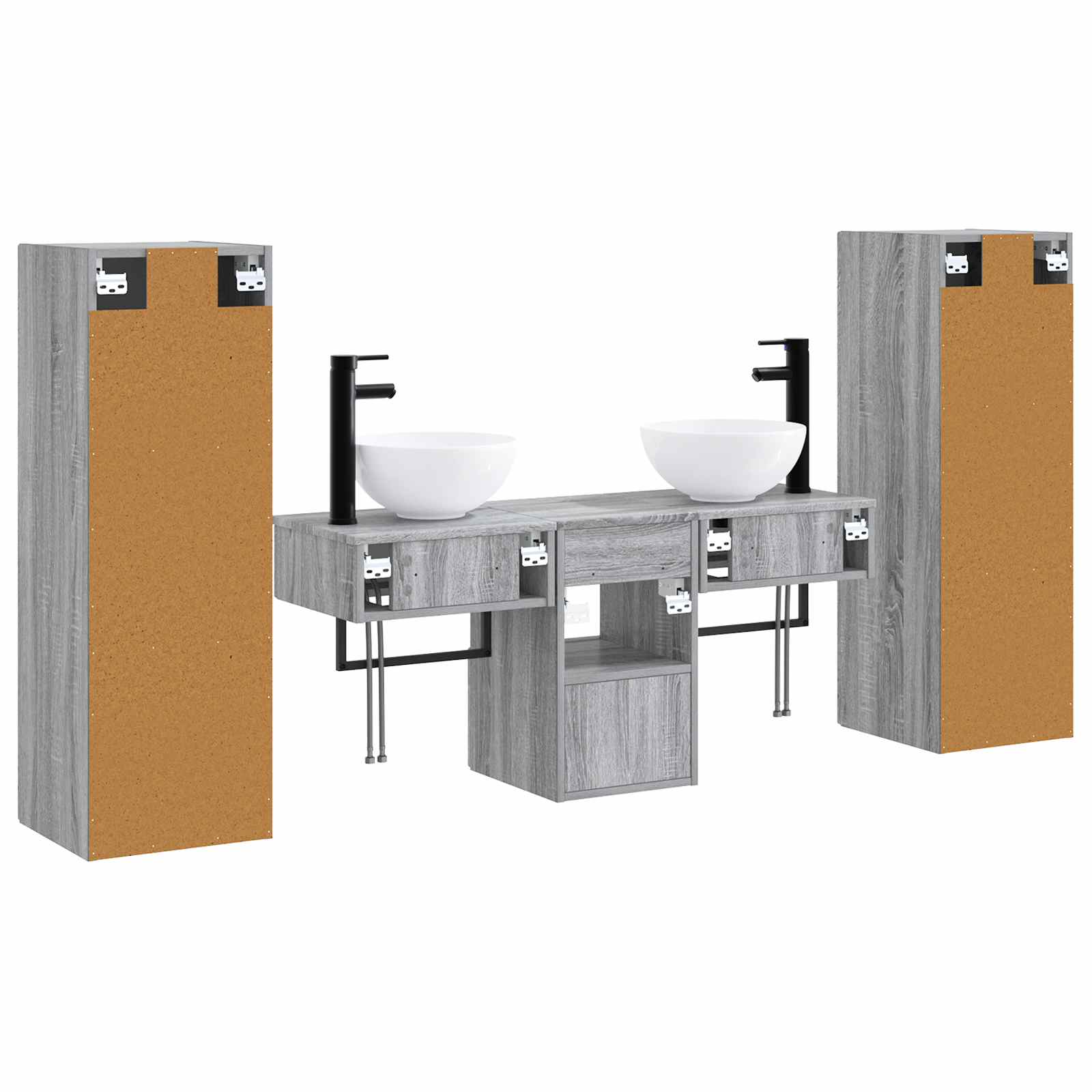 Ensemble de mobilier de salle de bain 5 pc Sonoma gris