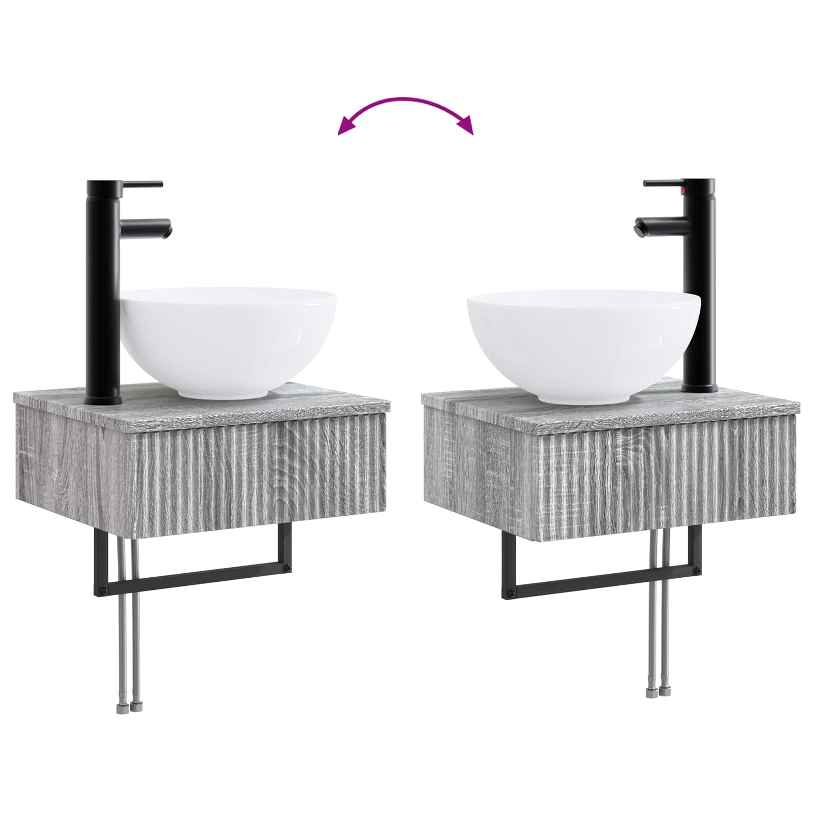 Ensemble de mobilier de salle de bain 5 pc Sonoma gris