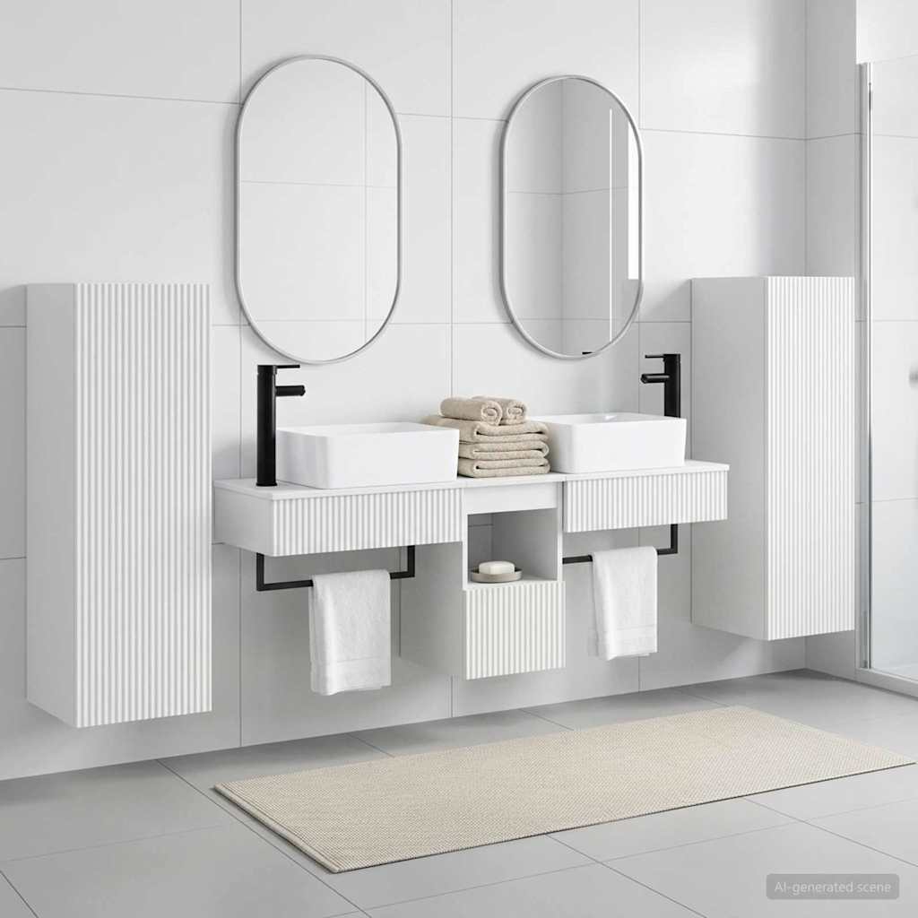 Ensemble de mobilier de salle de bain 5 pc Blanc