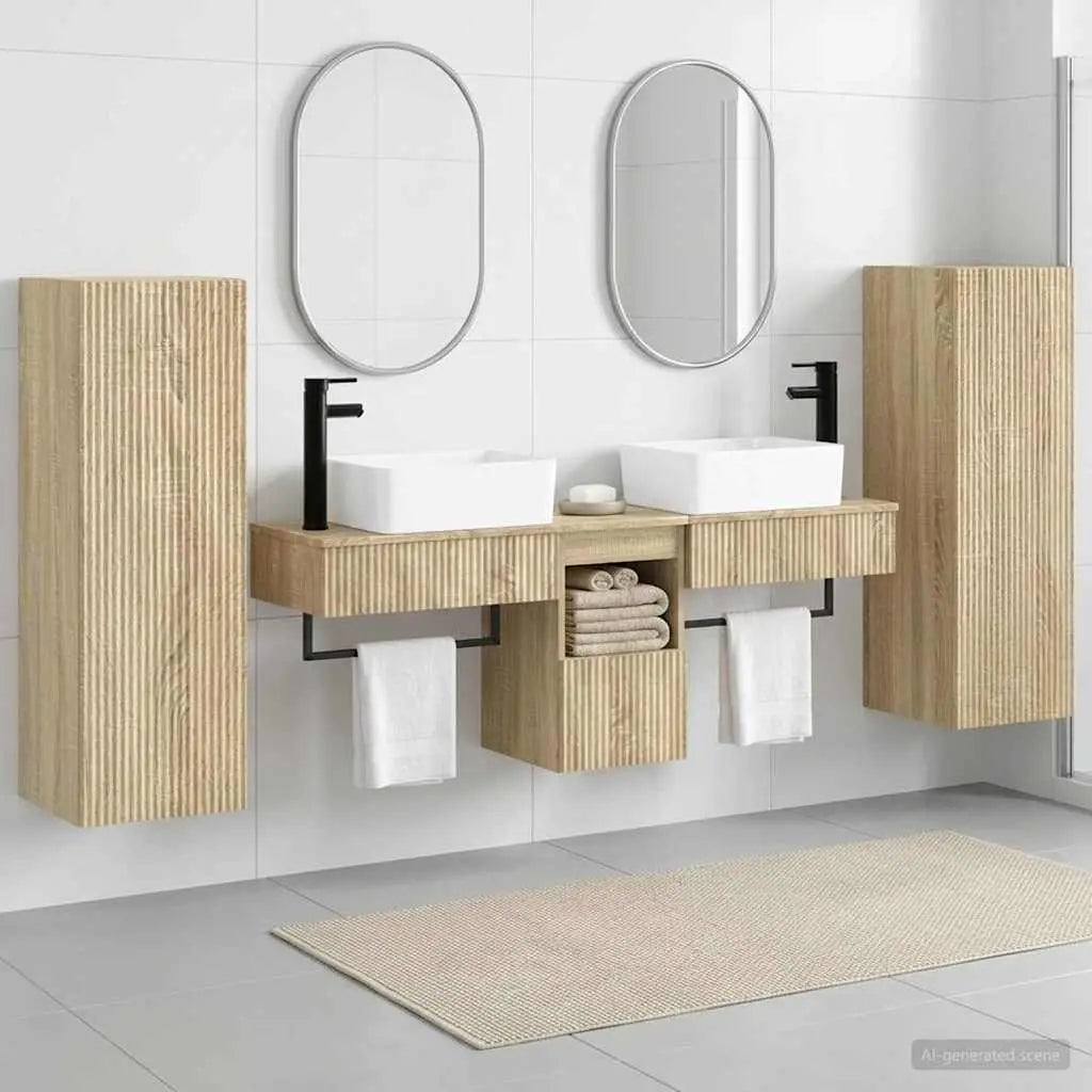 Ensemble de mobilier de salle de bain 5 pc Chêne Sonoma - XIOS