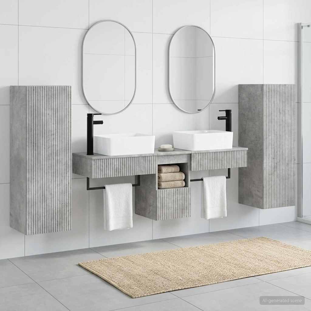 Ensemble de mobilier de salle de bain 5 pc Gris béton