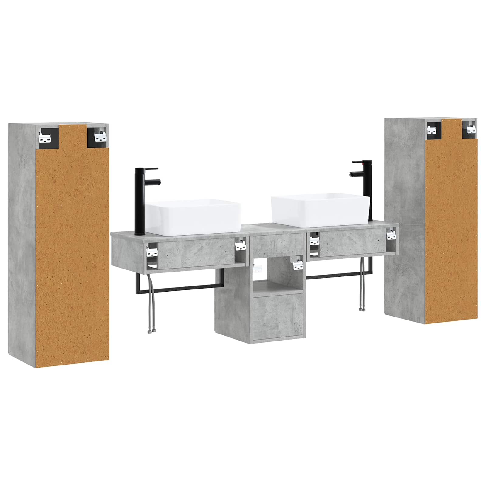 Ensemble de mobilier de salle de bain 5 pc Gris béton