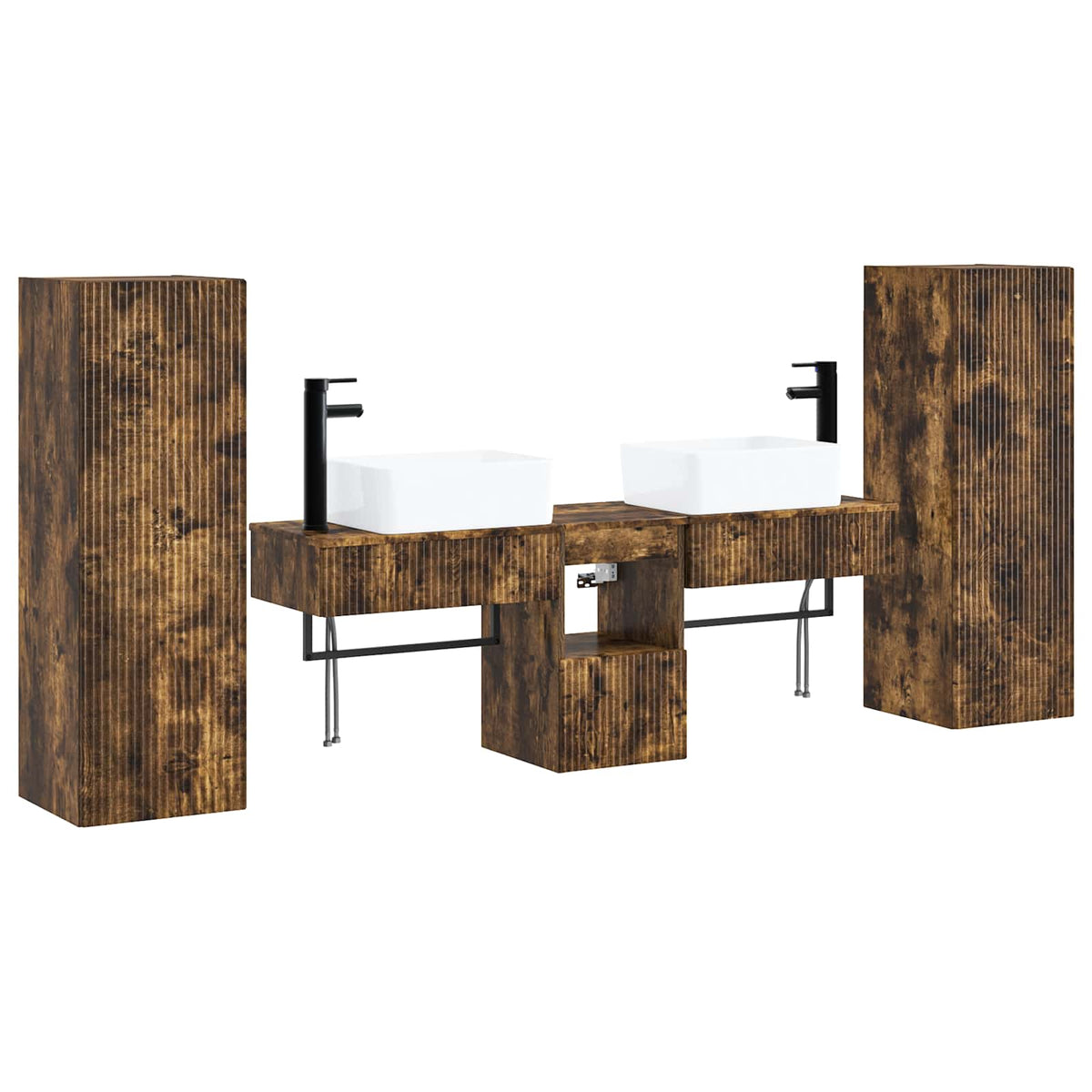 Ensemble de mobilier de salle de bain 5 pc Chêne fumé