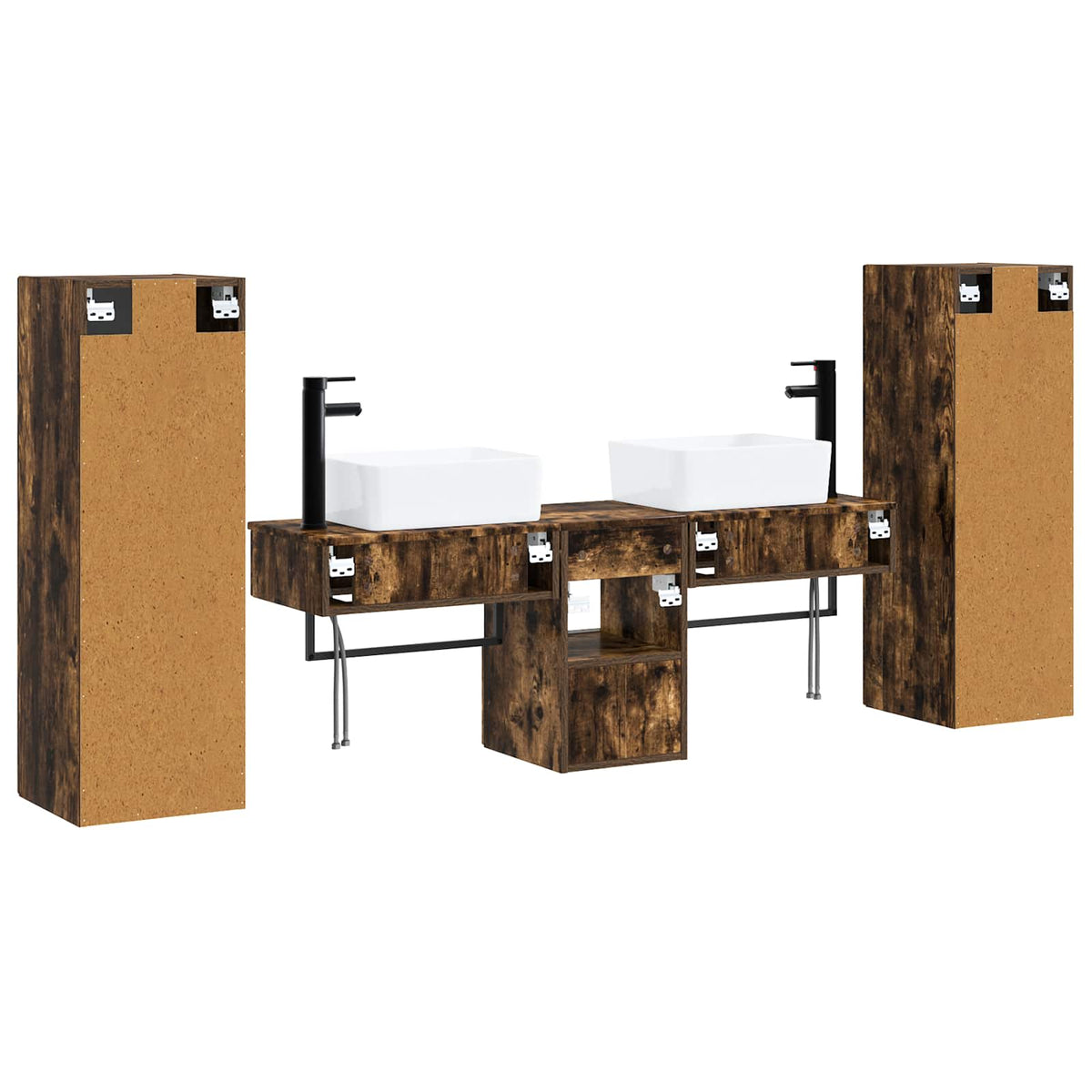 Ensemble de mobilier de salle de bain 5 pc Chêne fumé