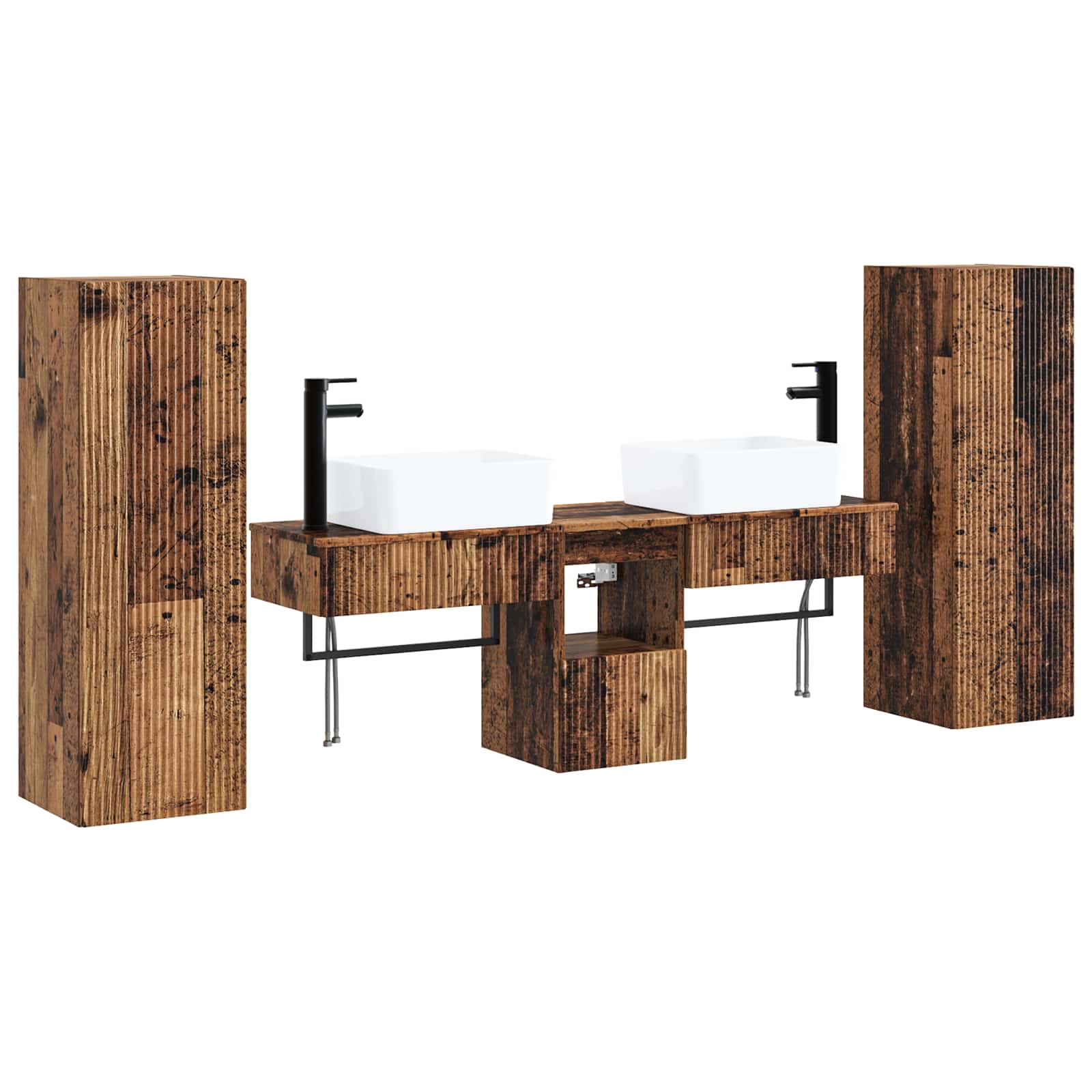 Ensemble de mobilier de salle de bain 5 pc Bois ancien