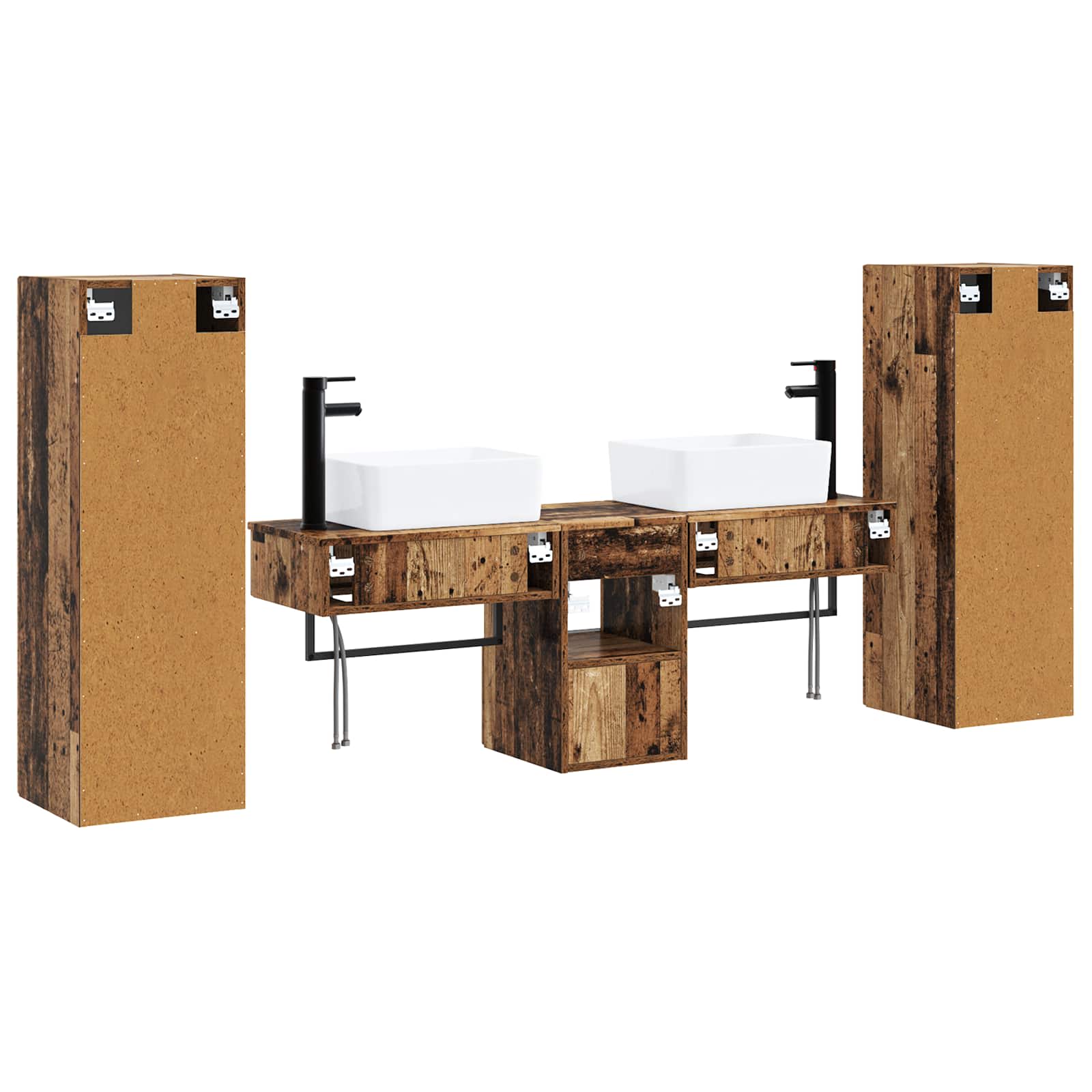 Ensemble de mobilier de salle de bain 5 pc Bois ancien