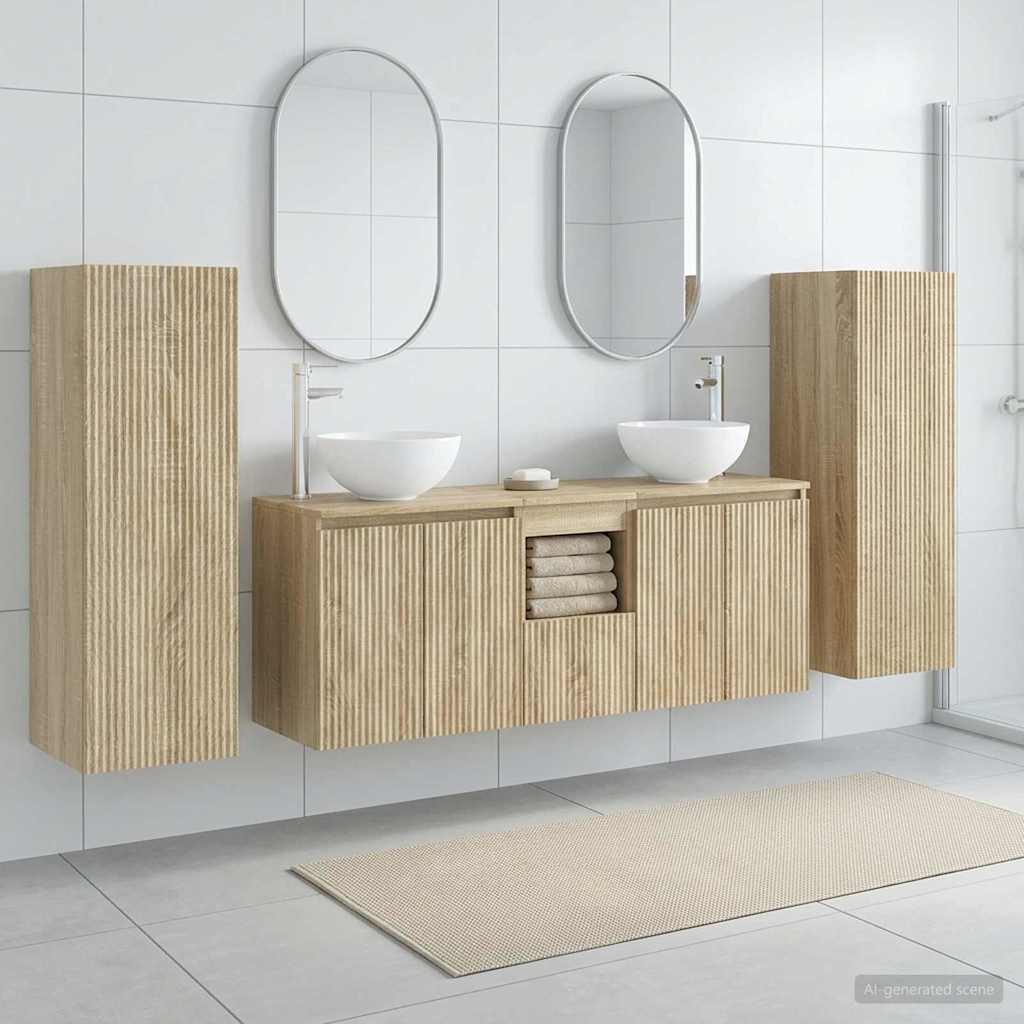 Ensemble de mobilier de salle de bain 5 pc Chêne Sonoma